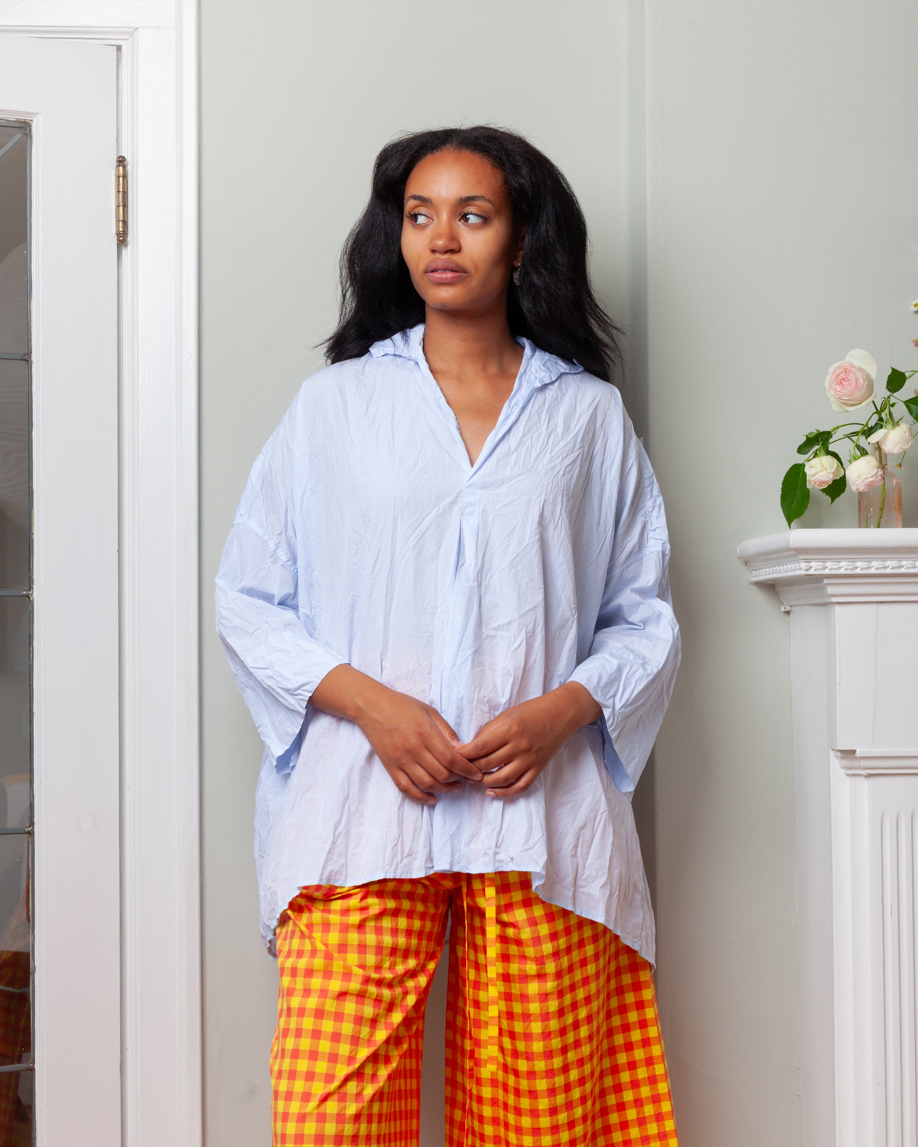 Daniela Gregis-Camicia Shirt Lampone Lavata - Light Blue-Shirts-Boboli-Vancouver-Canada