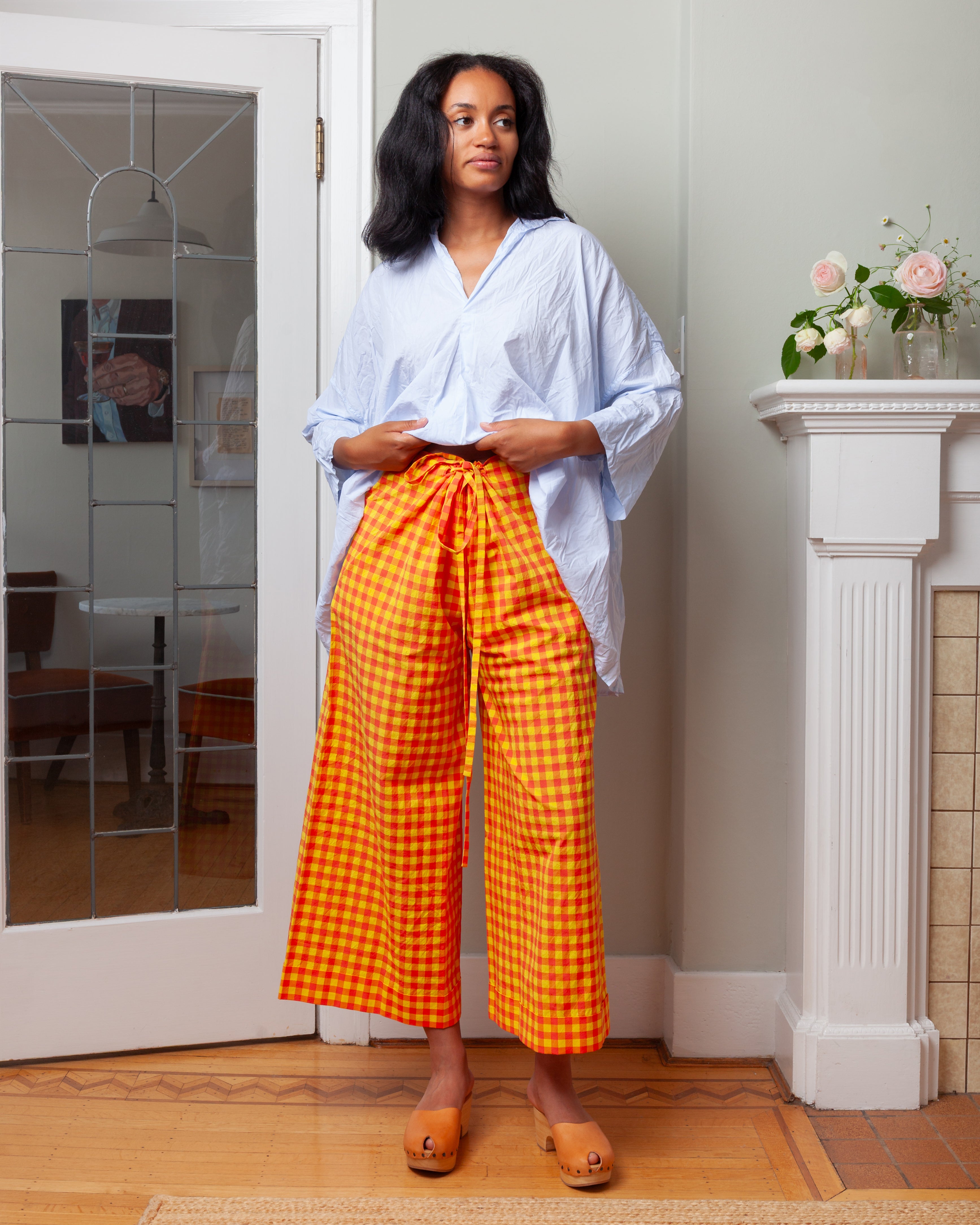 Daniela Gregis-Pantalone Trousers Tognon Tasche 100 - Pink Yellow Check-Pants-Boboli-Vancouver-Canada