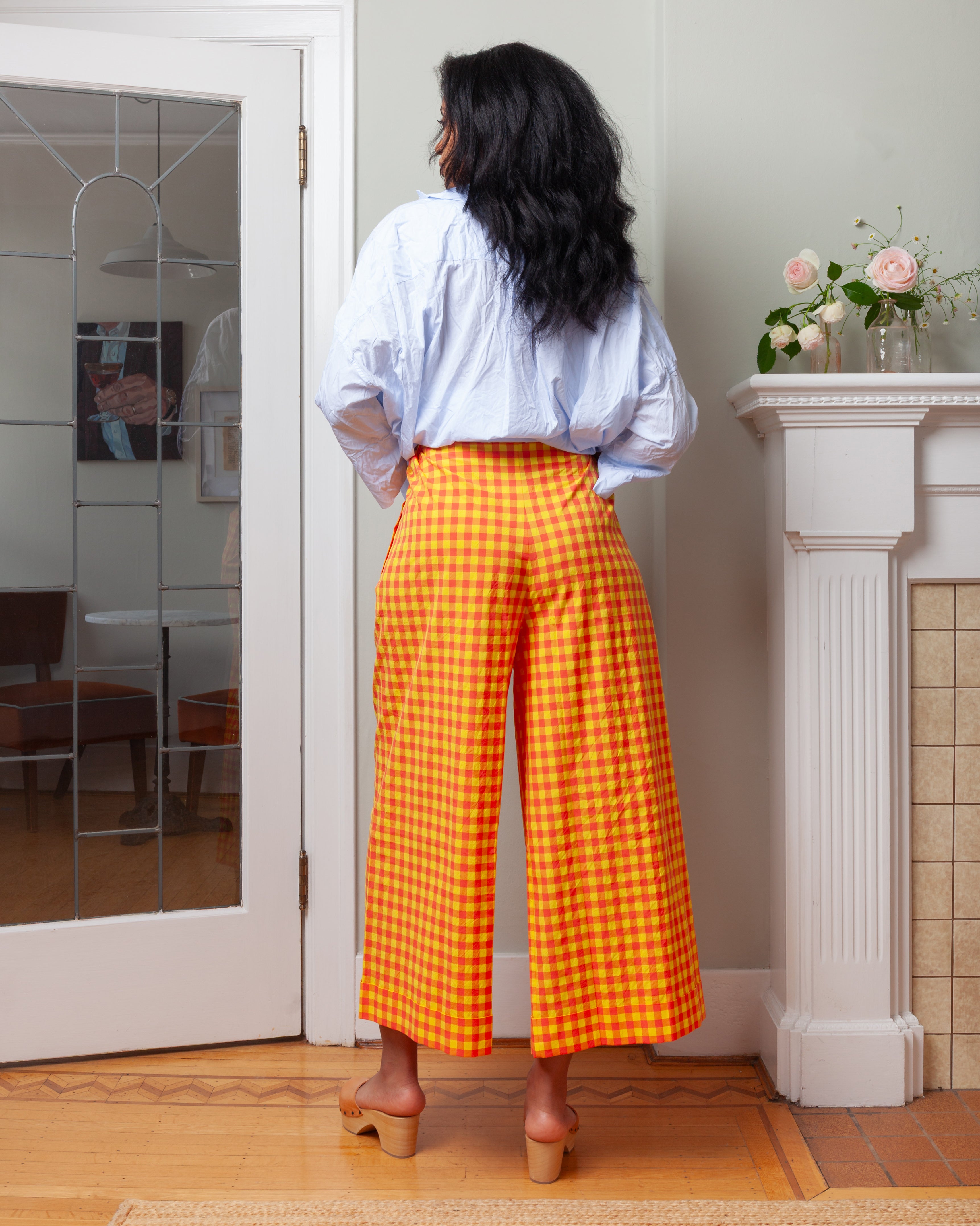 Daniela Gregis-Pantalone Trousers Tognon Tasche 100 - Pink Yellow Check-Pants-Boboli-Vancouver-Canada