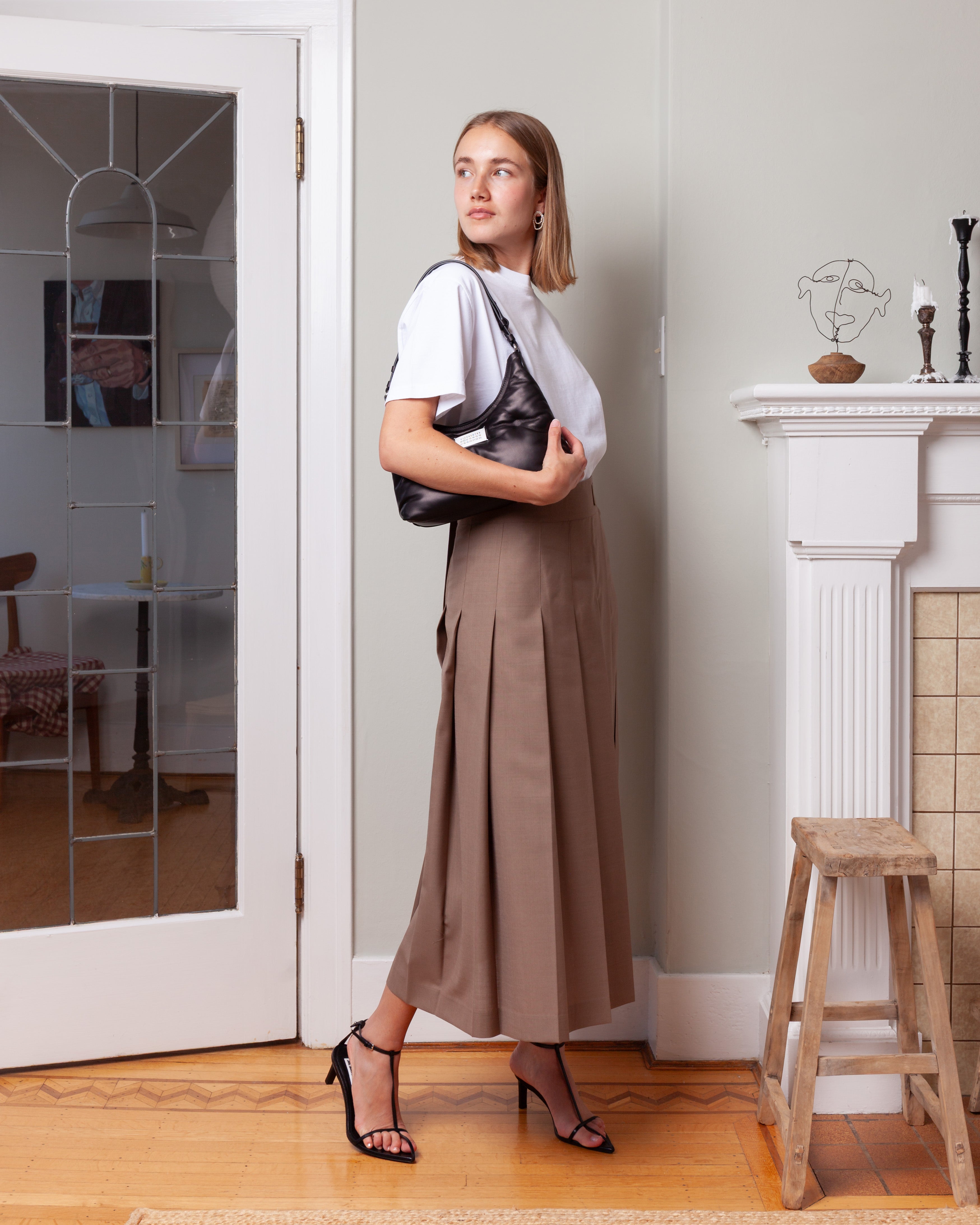 Rohe-Plisse Wrap Skirt - Khaki-Skirts-Boboli-Vancouver-Canada