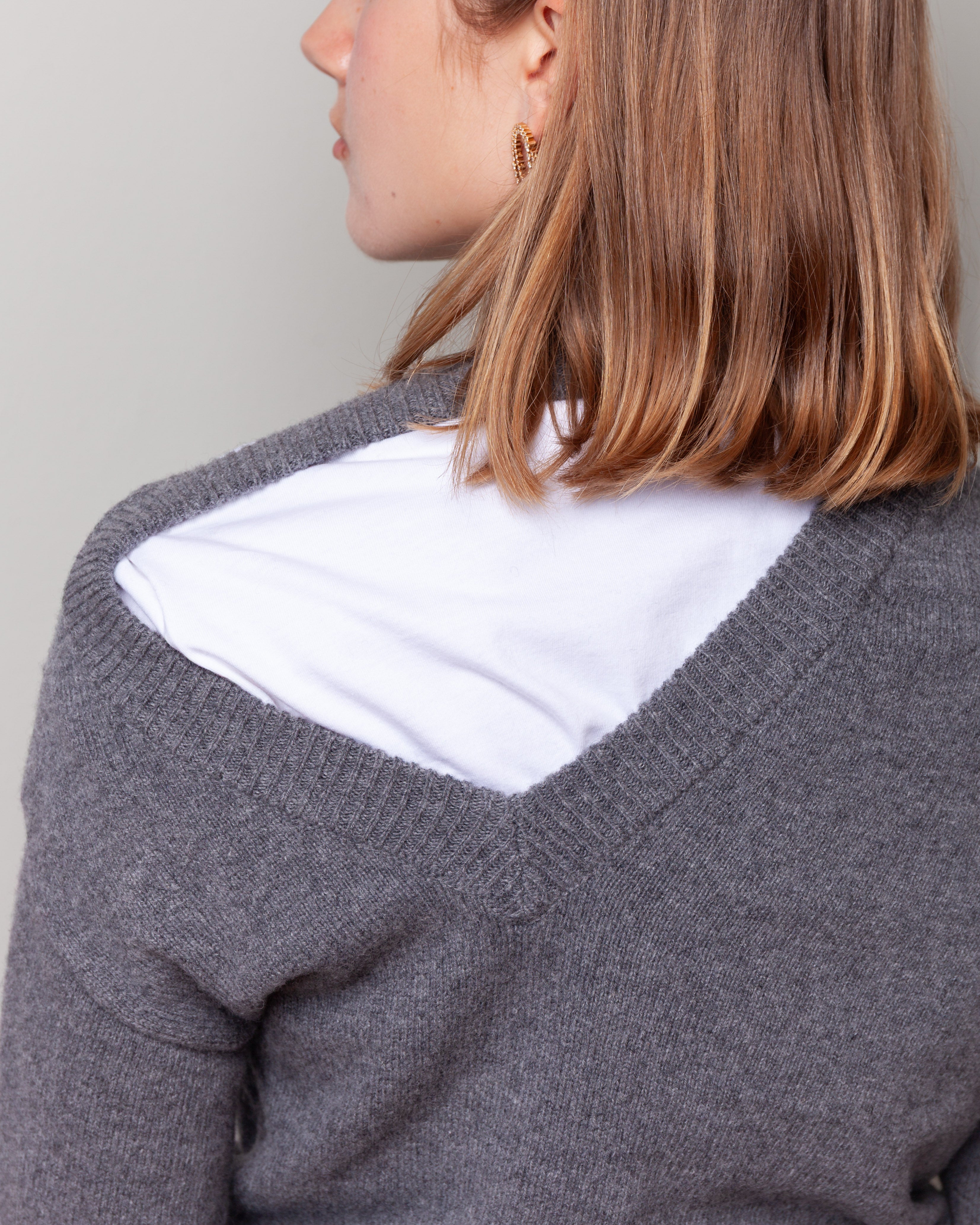 Rohe-Two-way Deconstructed Jumper - Mid Grey Melange-Sweaters-Boboli-Vancouver-Canada