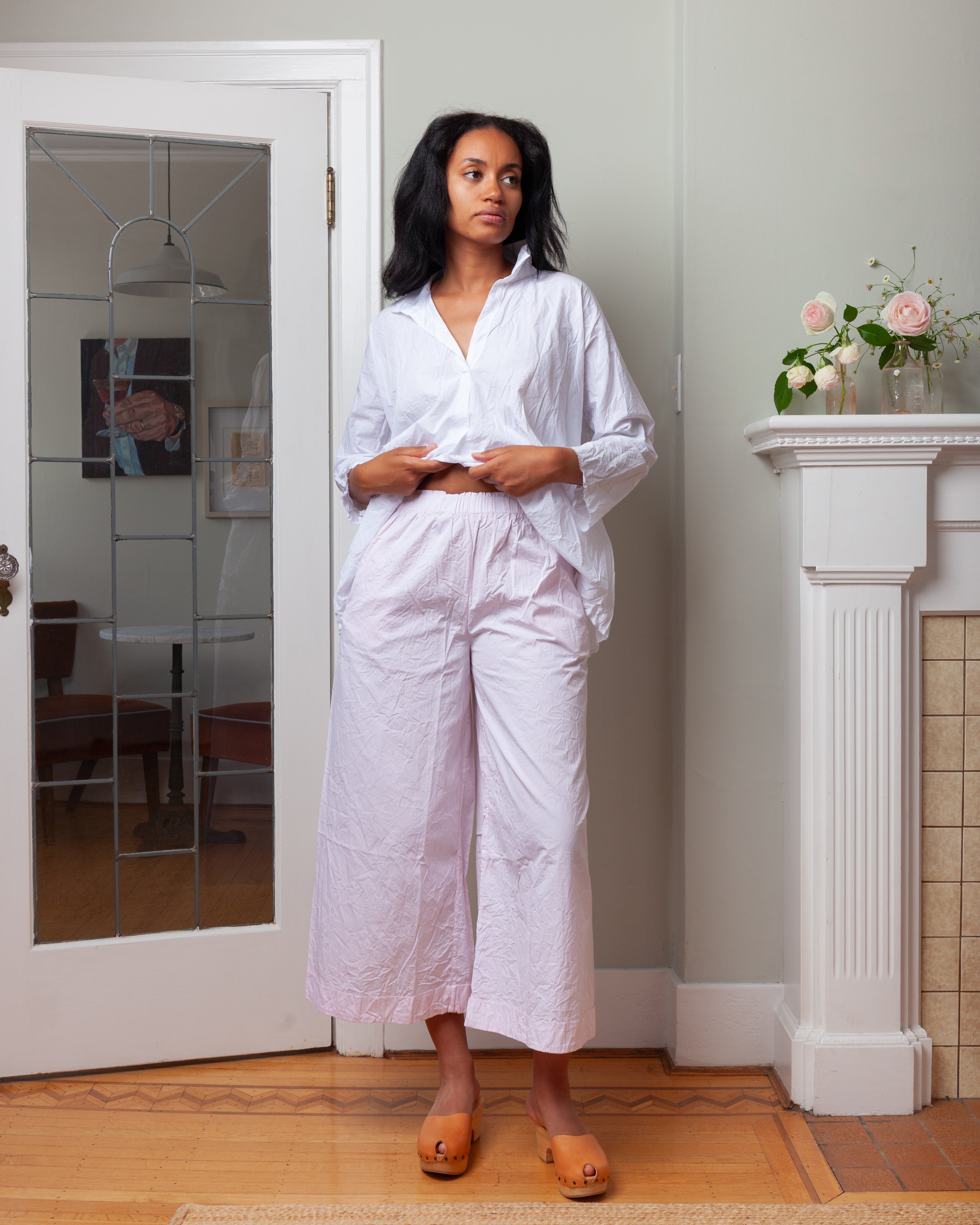 Daniela Gregis-Pantalone Trousers Pigiama Tasche Lavato - Pink Stripes-Pants-Boboli-Vancouver-Canada