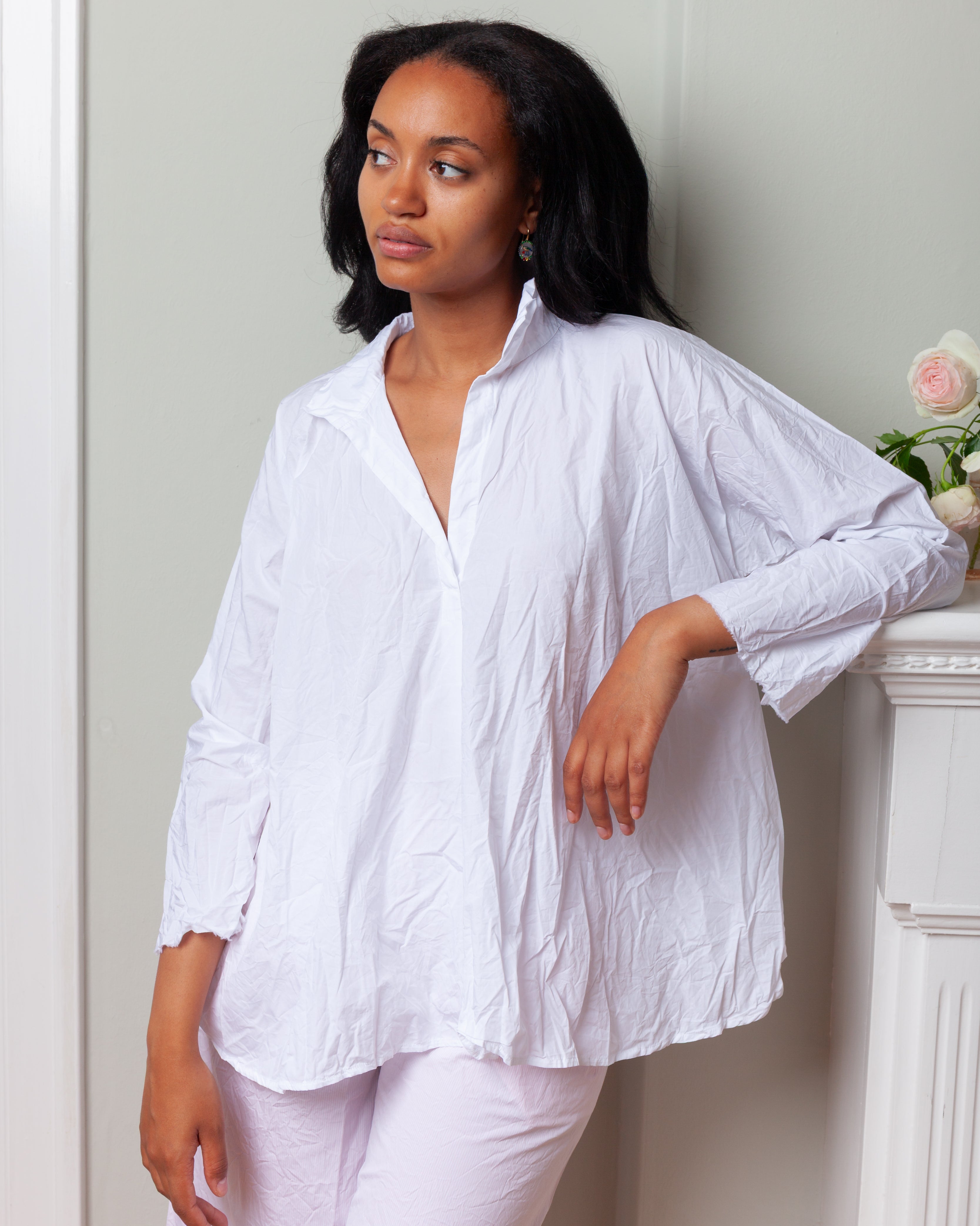Daniela Gregis-Camicia Shirt Spicchi Colletto Lavata - Optical White-Shirts-Boboli-Vancouver-Canada