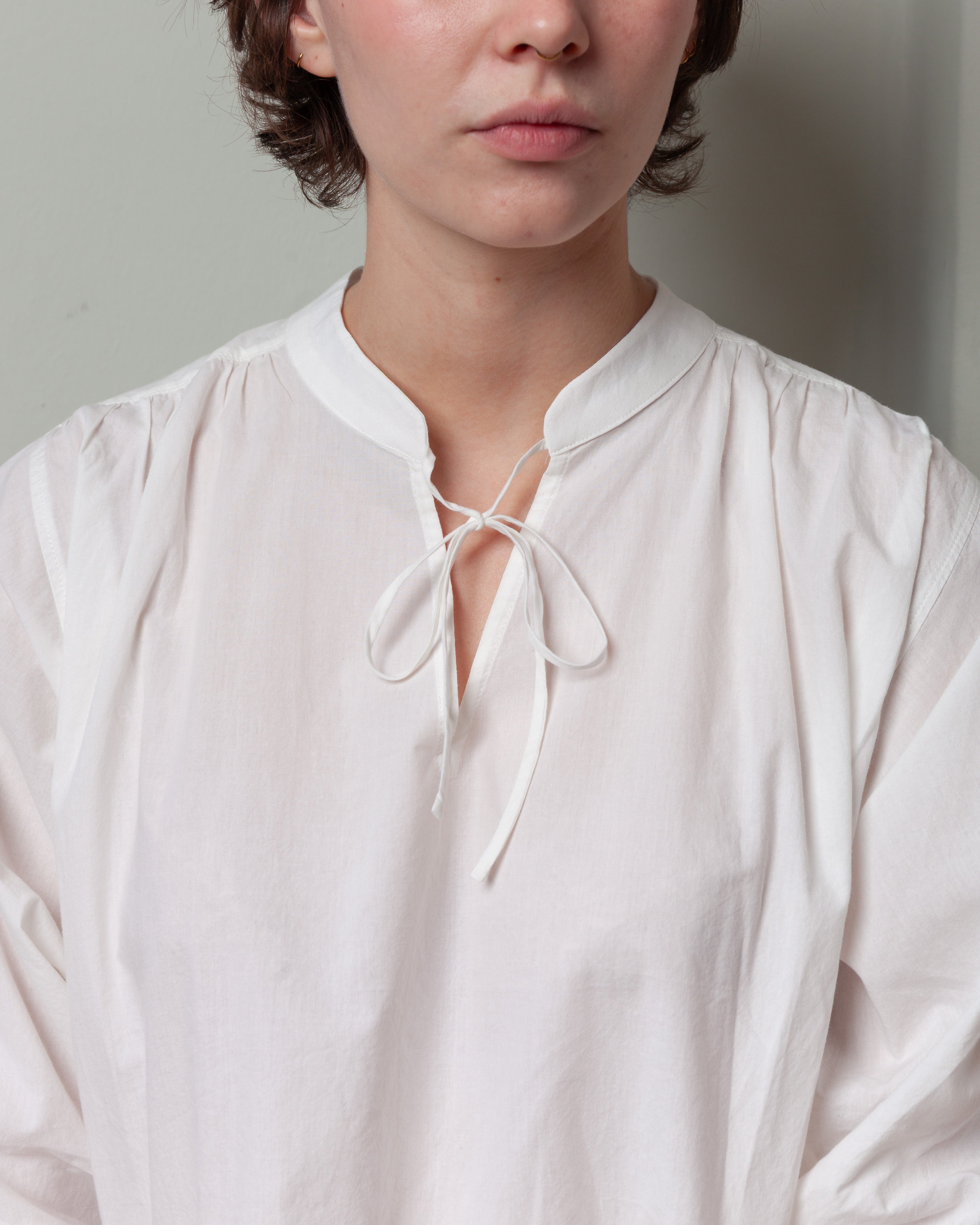 Vis A Vis-3/4 Sleeved Cotton Gathered Blouse - White-Tops-Boboli-Vancouver-Canada
