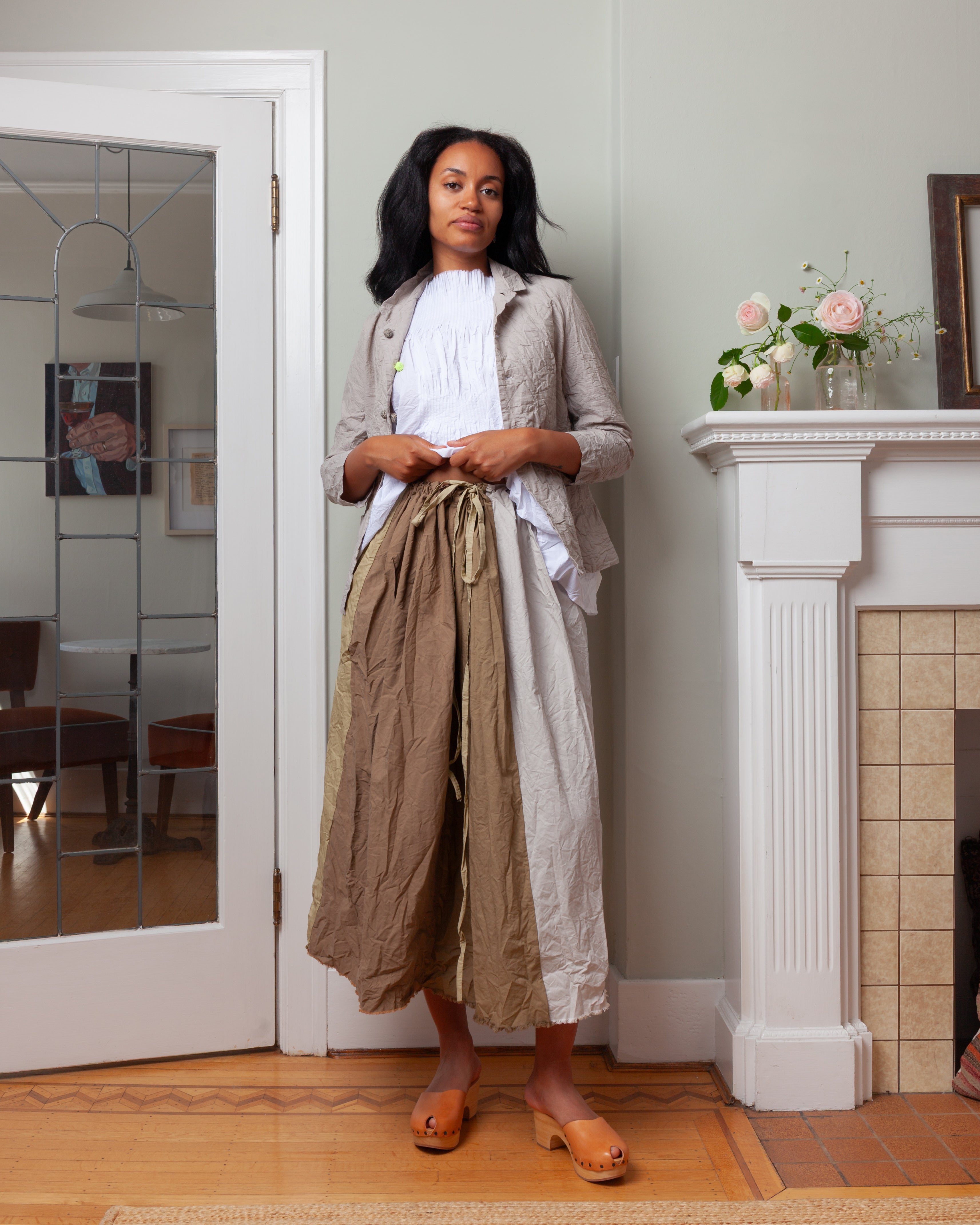 Daniela Gregis-Gonna Skirt Coulisse Riga Verticale Lavata - Natural-Skirts-Boboli-Vancouver-Canada