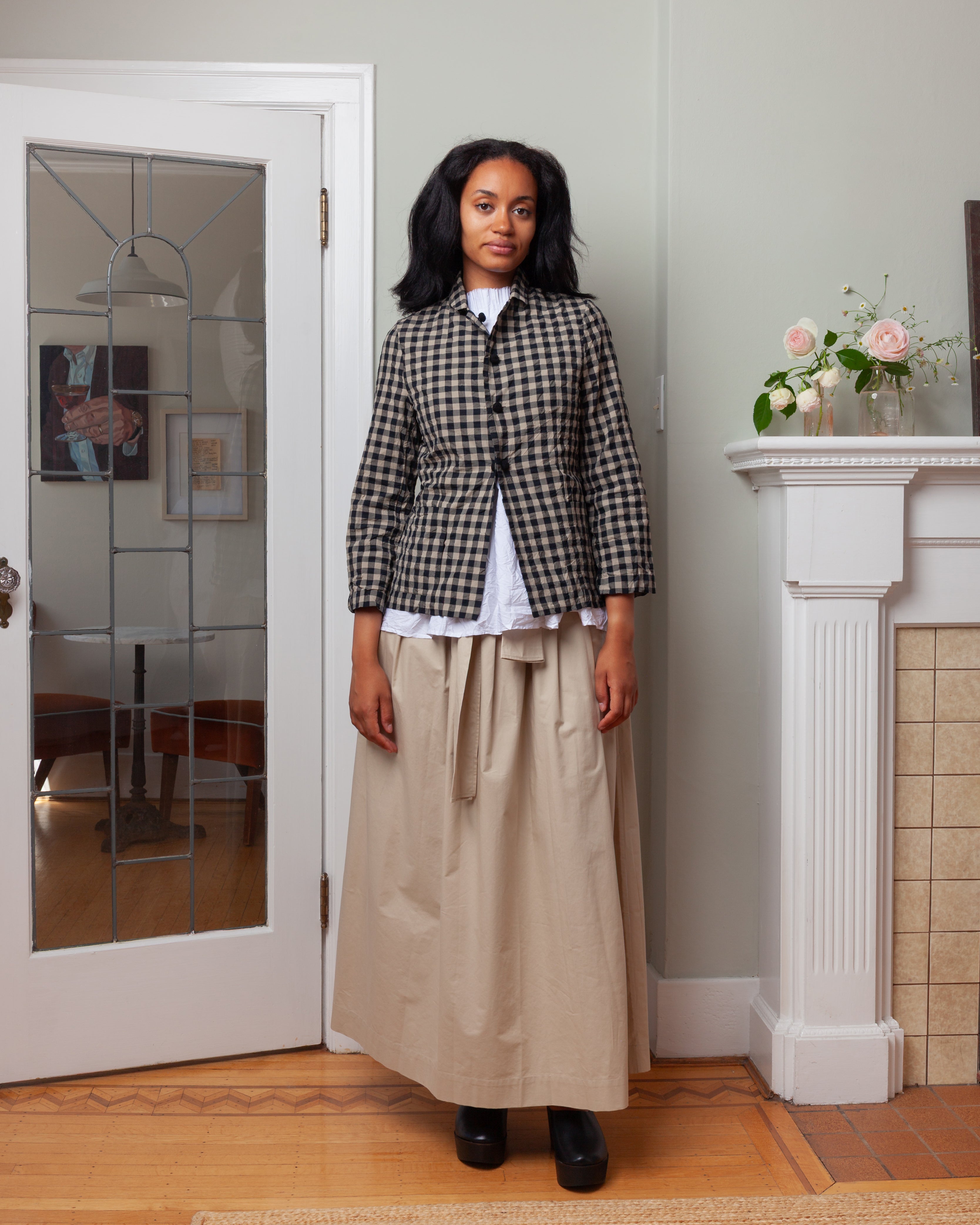 Daniela Gregis-Giacca Jacket Cavallo Donna Bianco Lavata - Black Natural Check-Jackets-Boboli-Vancouver-Canada