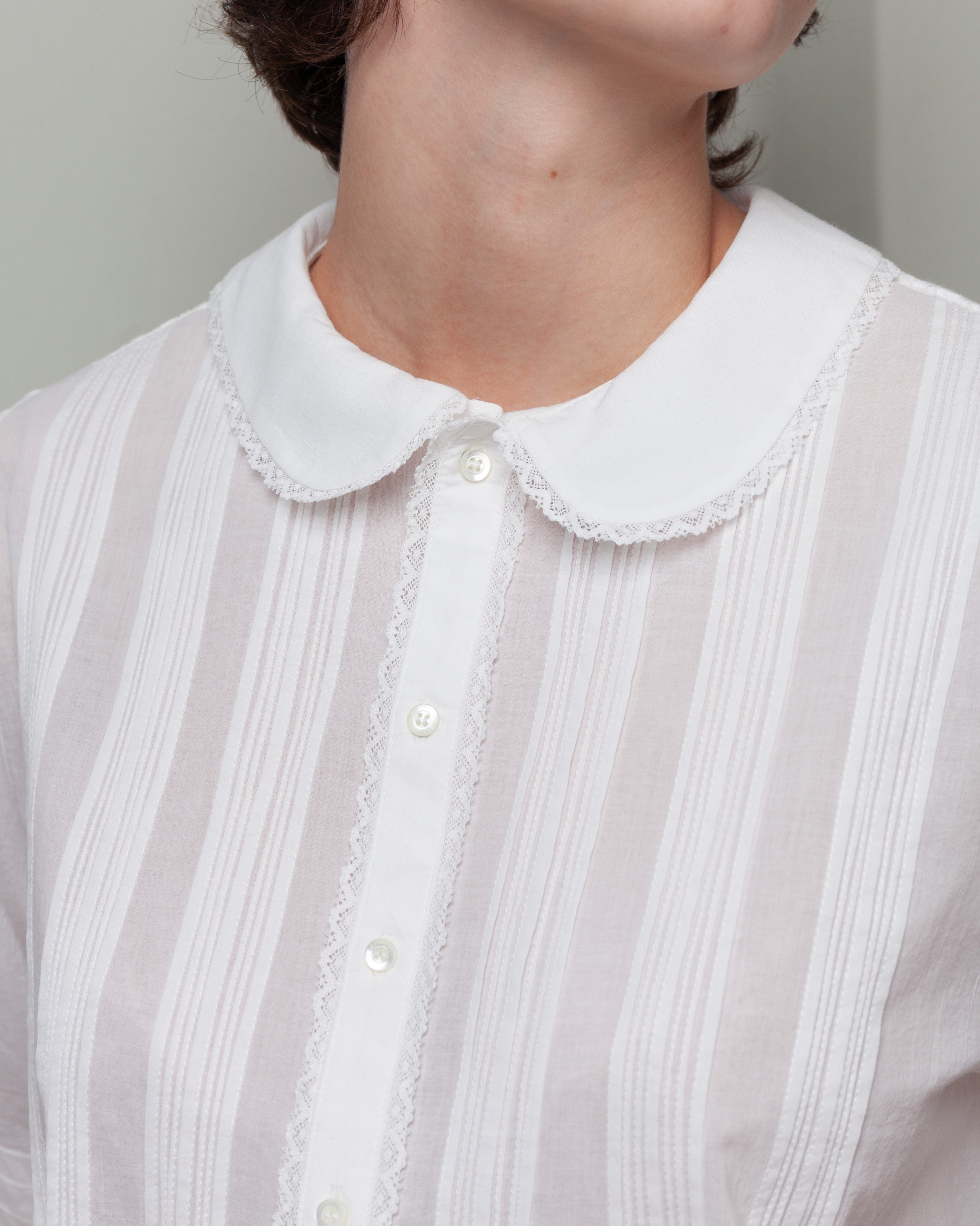 Vis A Vis-Half Sleeved Peter Pan Collar Blouse - White-Tops-Boboli-Vancouver-Canada