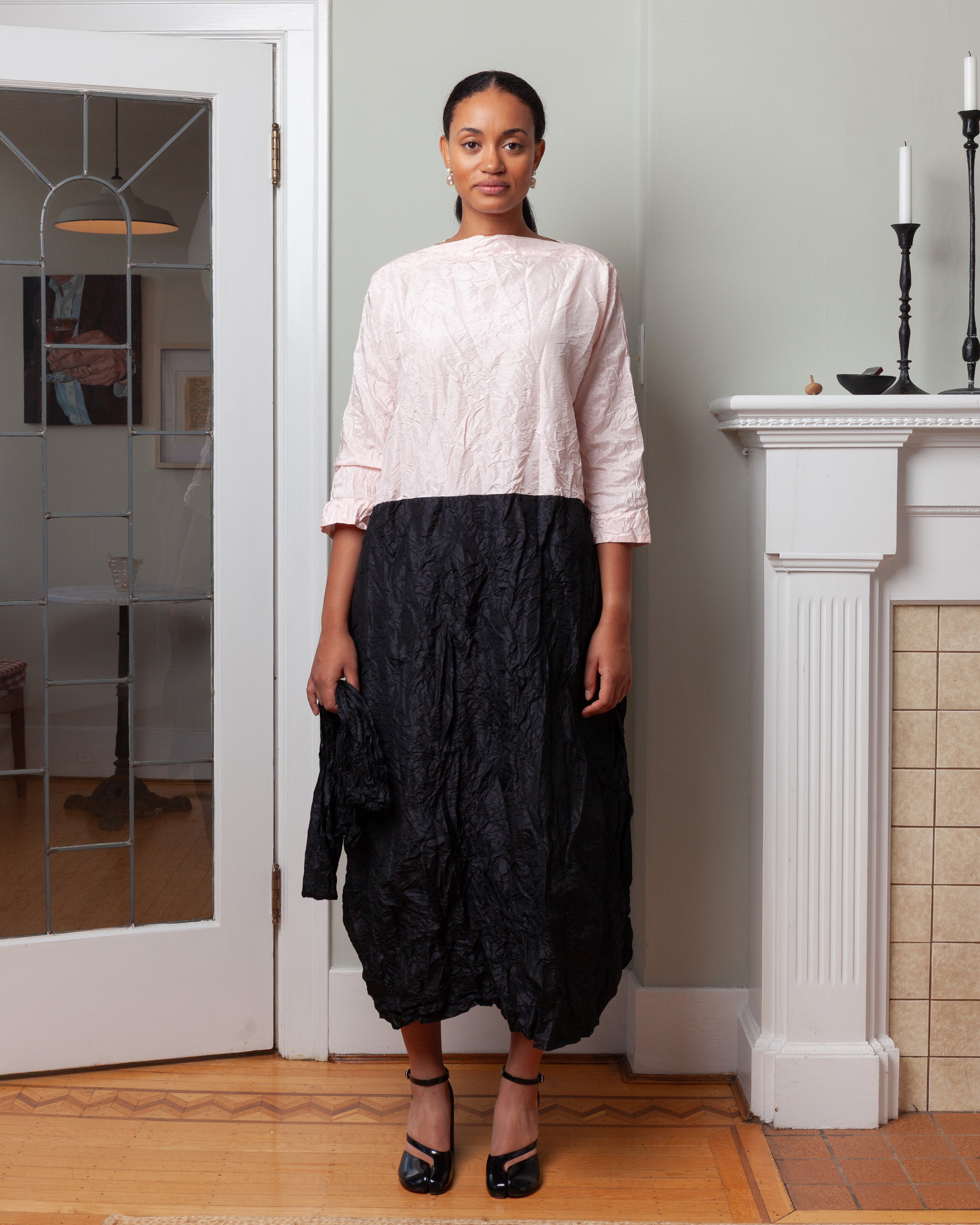 Daniela Gregis-Half White Washed Dress - Pink Black-Dresses-Boboli-Vancouver-Canada