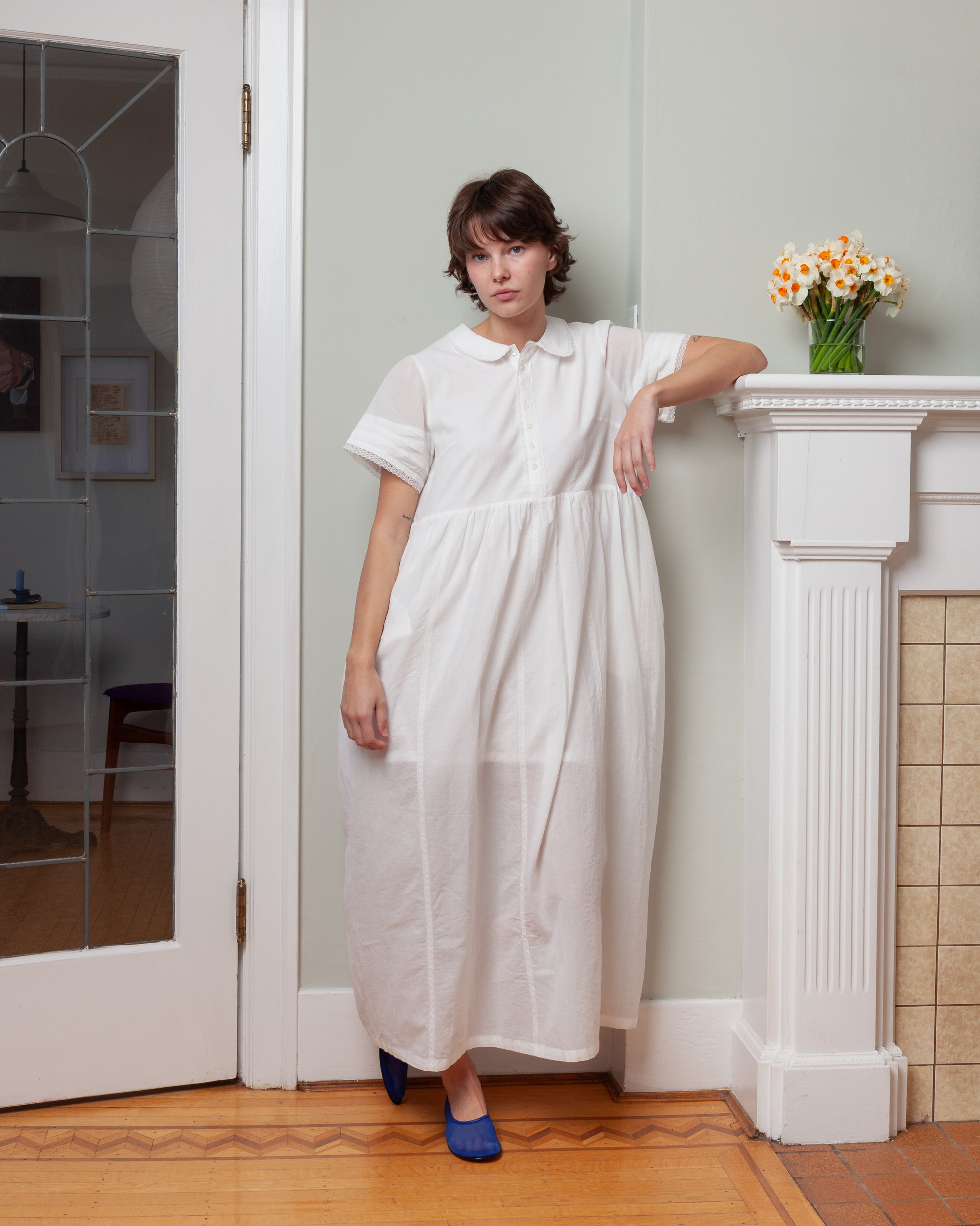 Vis A Vis-Peter Pan Collar Dress - White-Dresses-Boboli-Vancouver-Canada