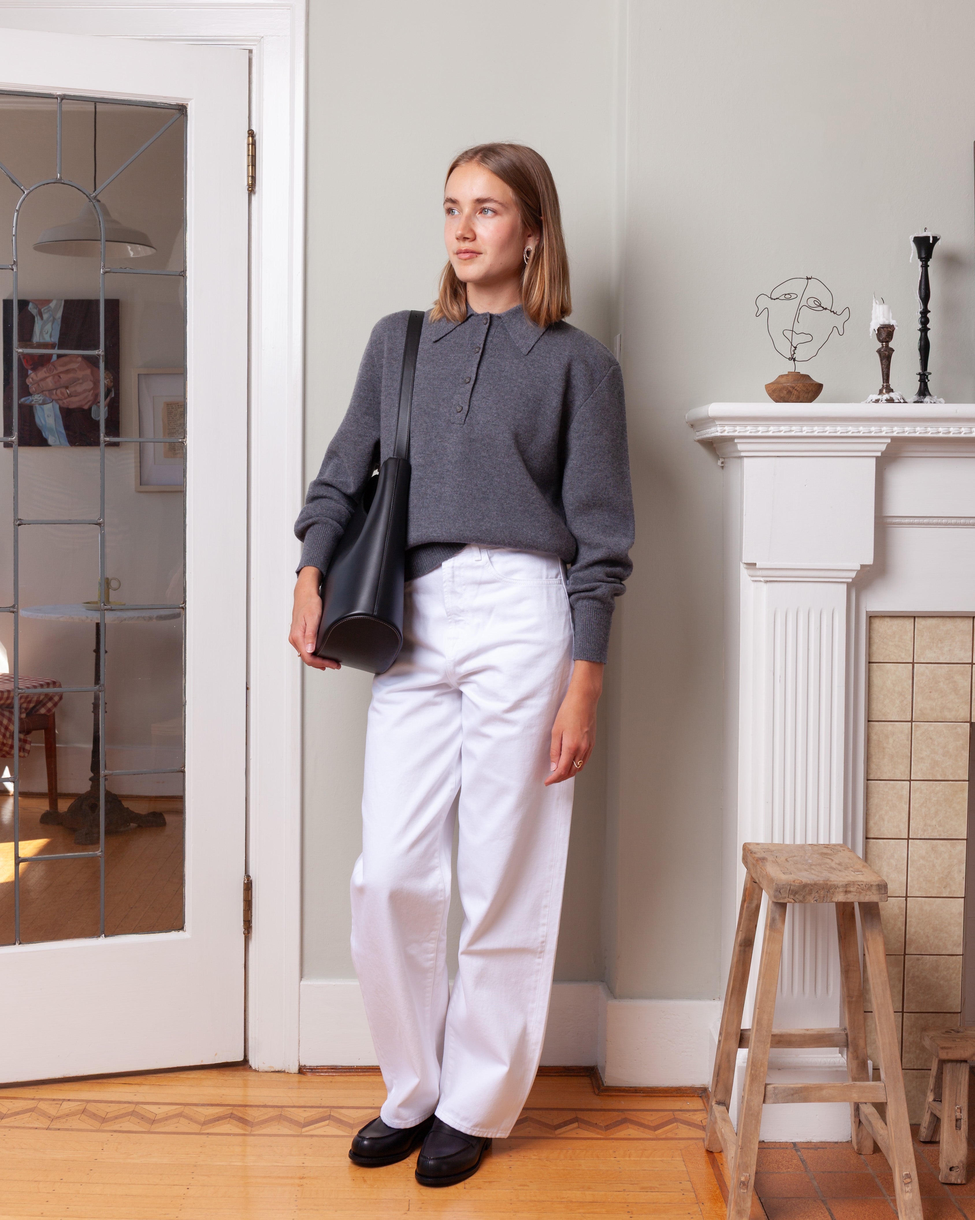 Rohe-Signature Baggy Fit Denim - Optic White-Pants-Boboli-Vancouver-Canada