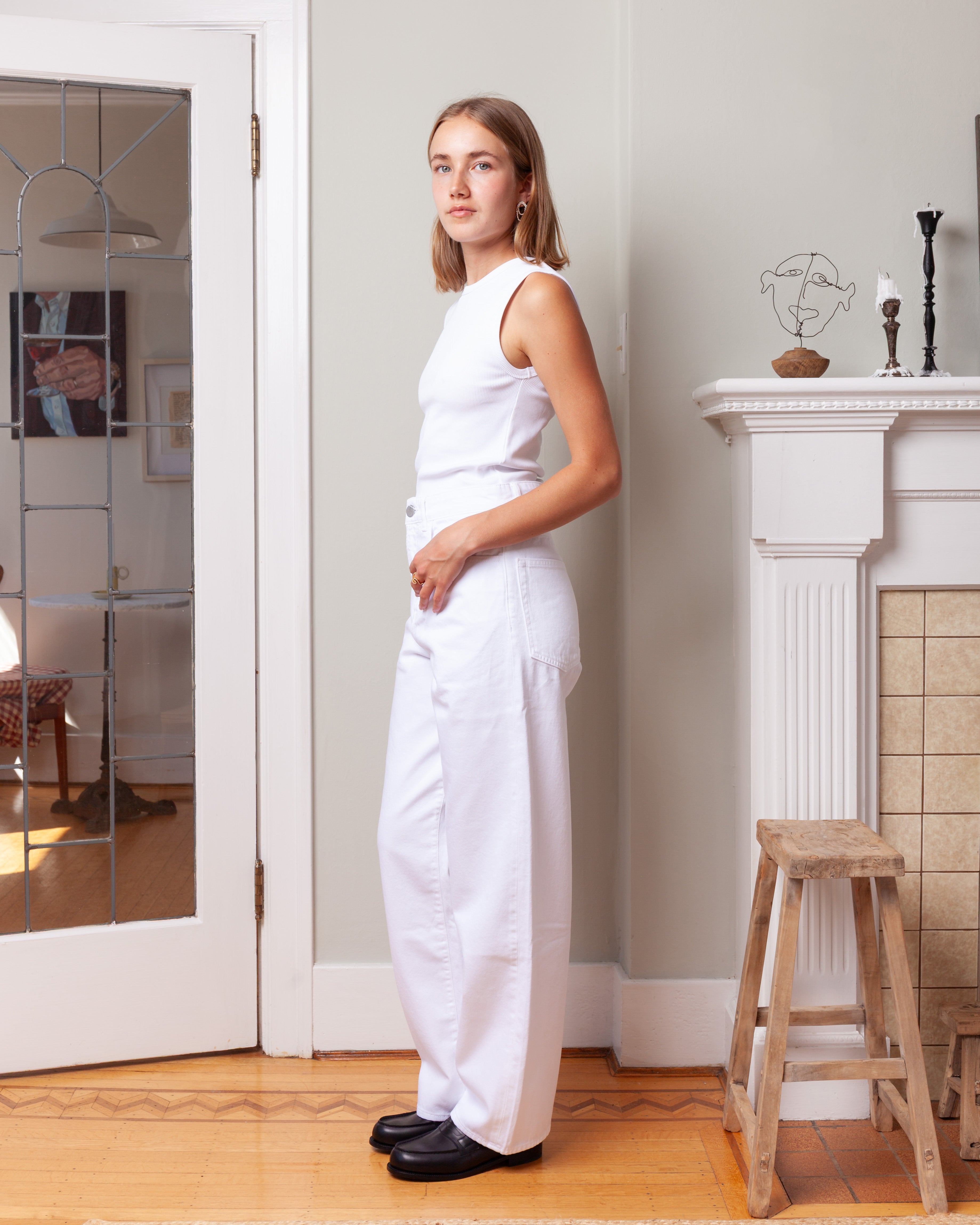 Rohe-Signature Baggy Fit Denim - Optic White-Pants-Boboli-Vancouver-Canada