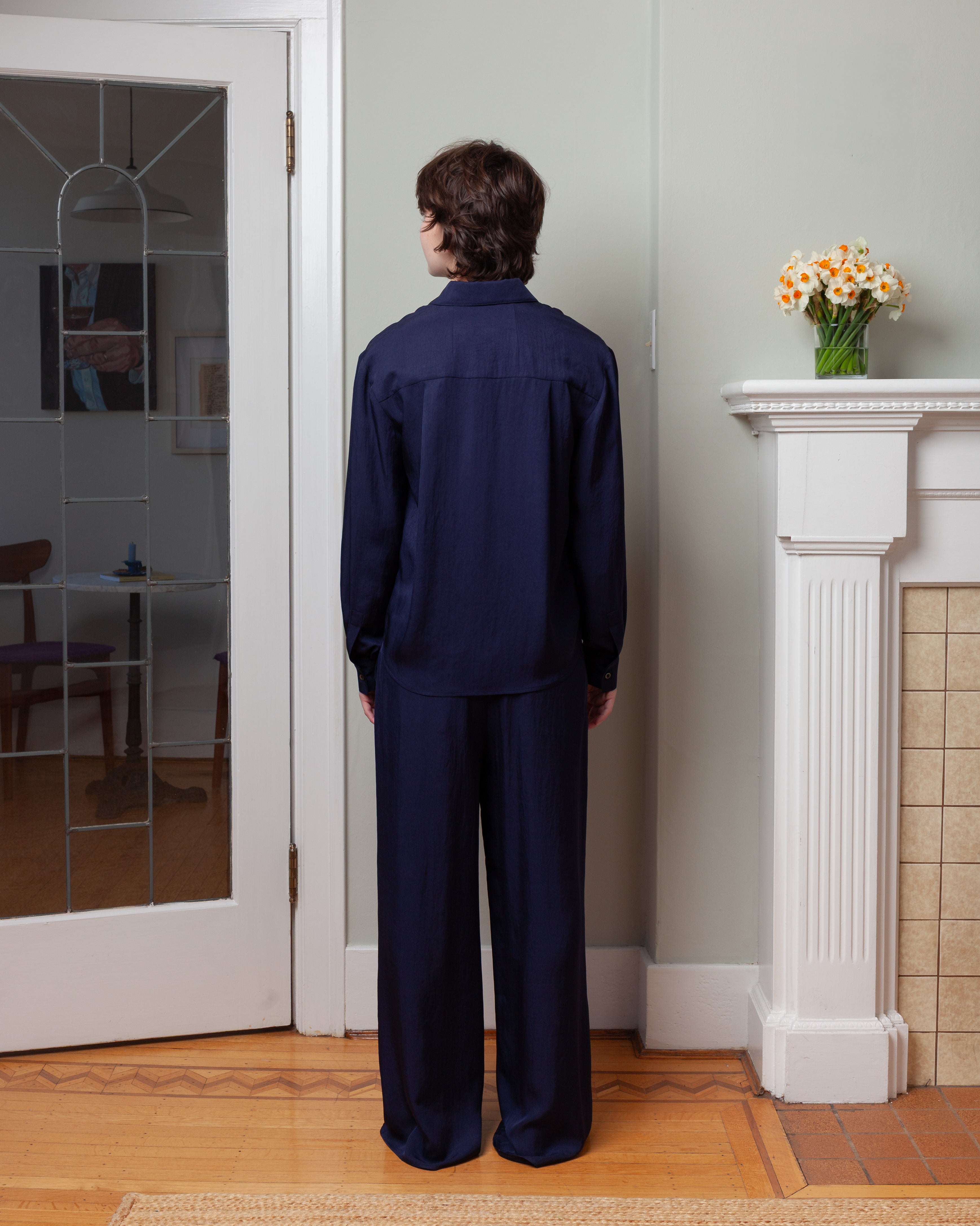Vis A Vis-Lightweight Bright Twill Button Down - Navy-Shirts-Boboli-Vancouver-Canada
