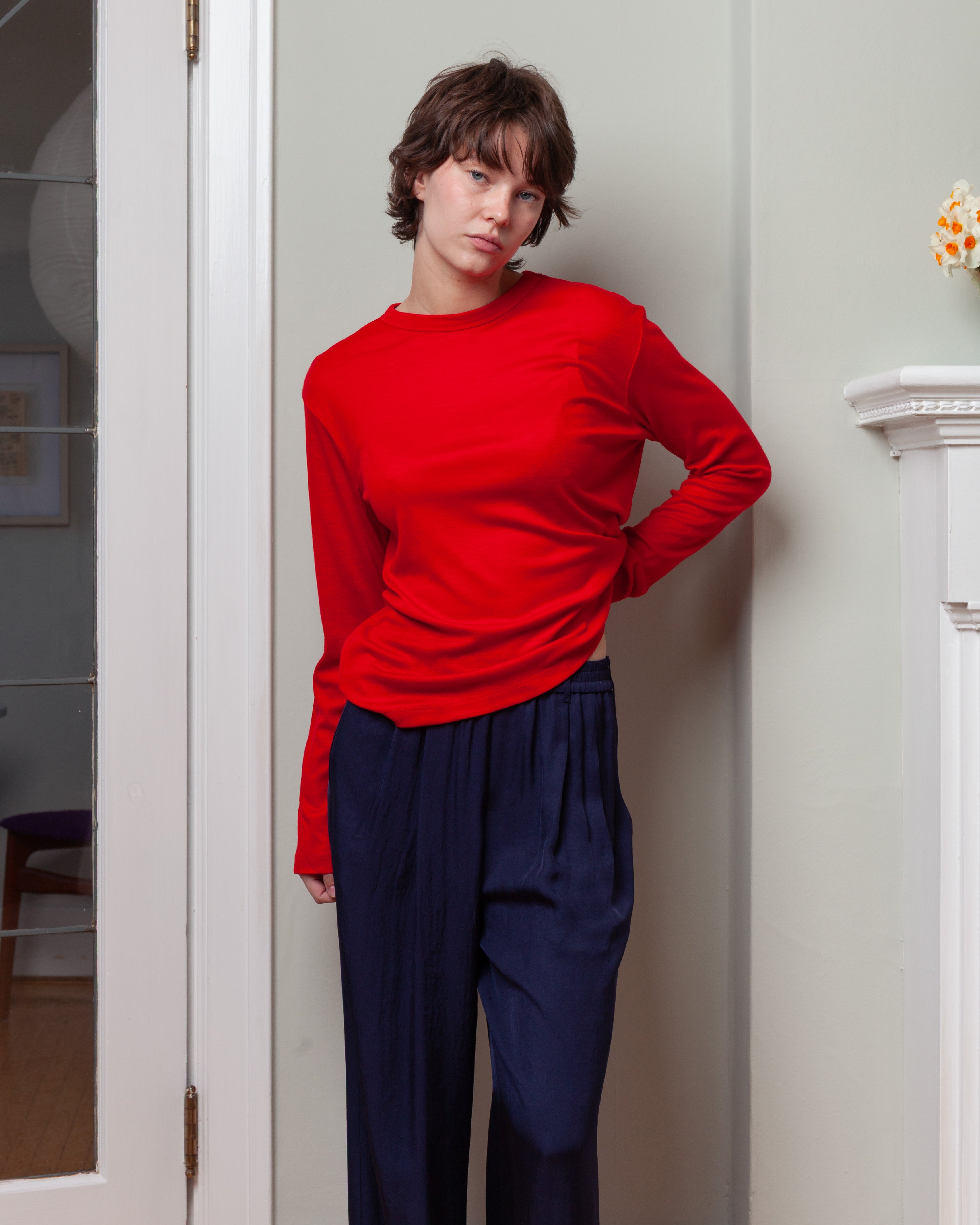 Vis A Vis-Super 120's L.S. Top - Red-Tops-Boboli-Vancouver-Canada