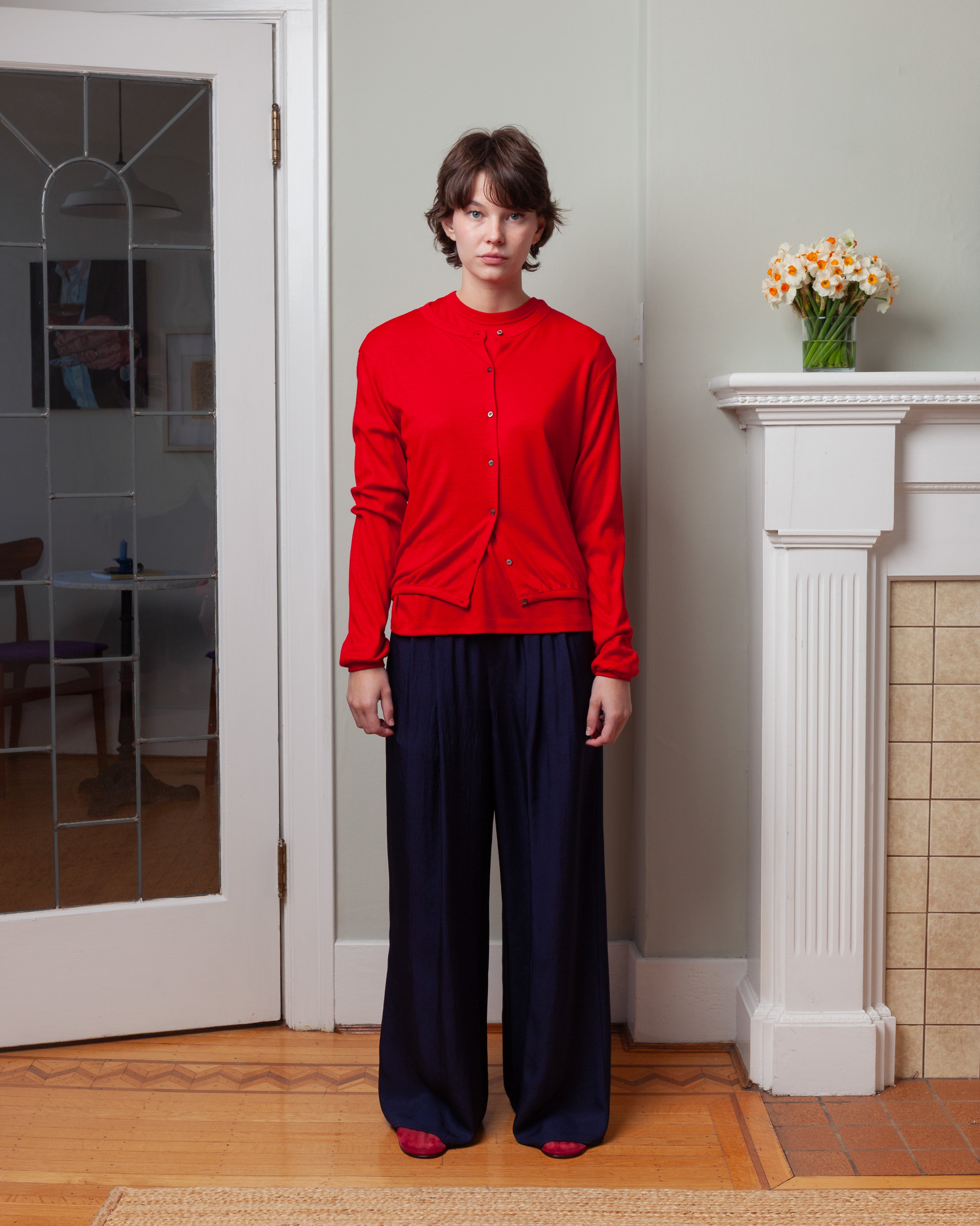 Vis A Vis-Super 120's Cardigan - Red-Cardigans-Boboli-Vancouver-Canada