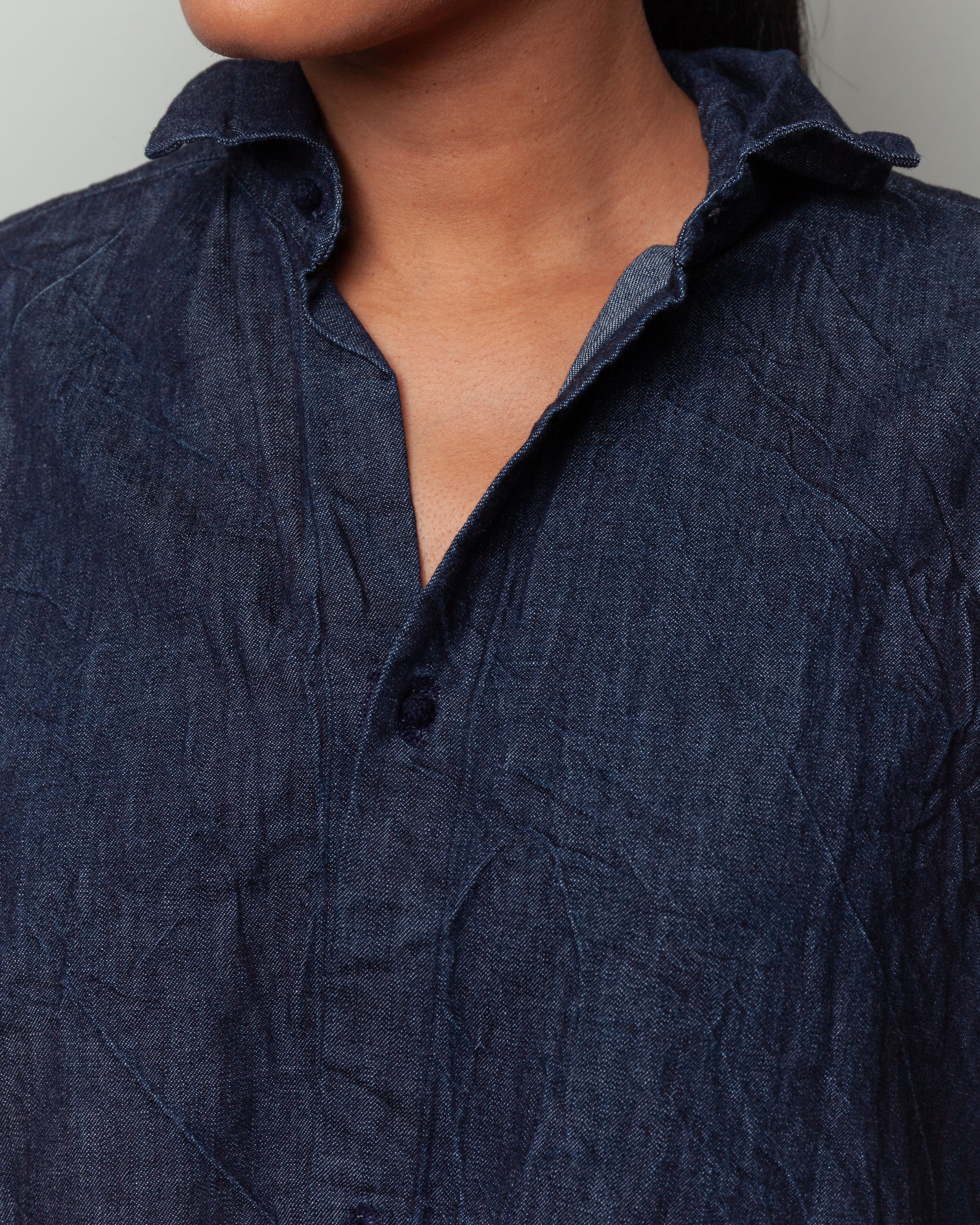 Daniela Gregis-Wide Short Shirt - Dark Blue-Shirts-Boboli-Vancouver-Canada