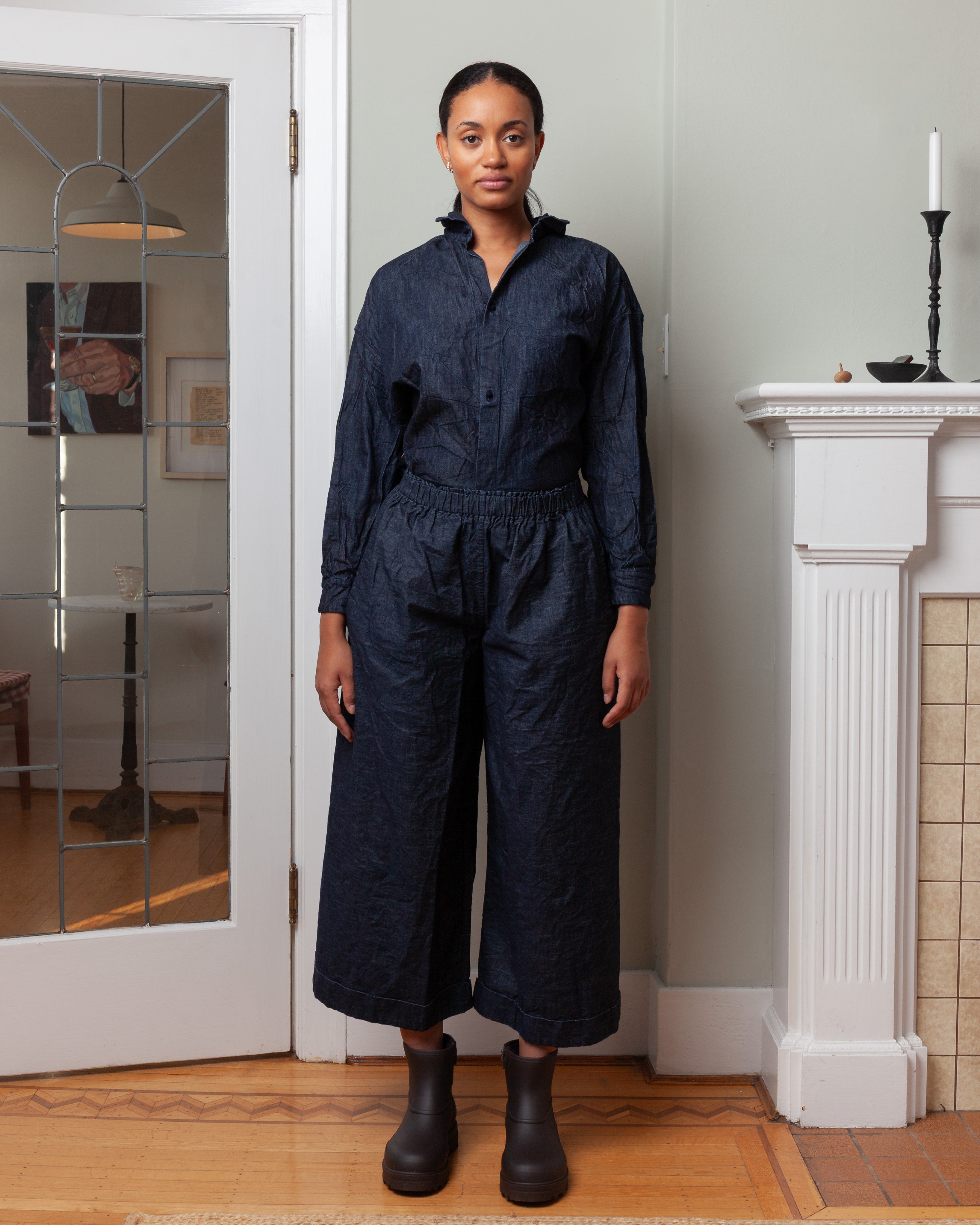 Daniela Gregis-Washed Pajama Trousers w/Pockets - Dark Blue-Pants-Boboli-Vancouver-Canada