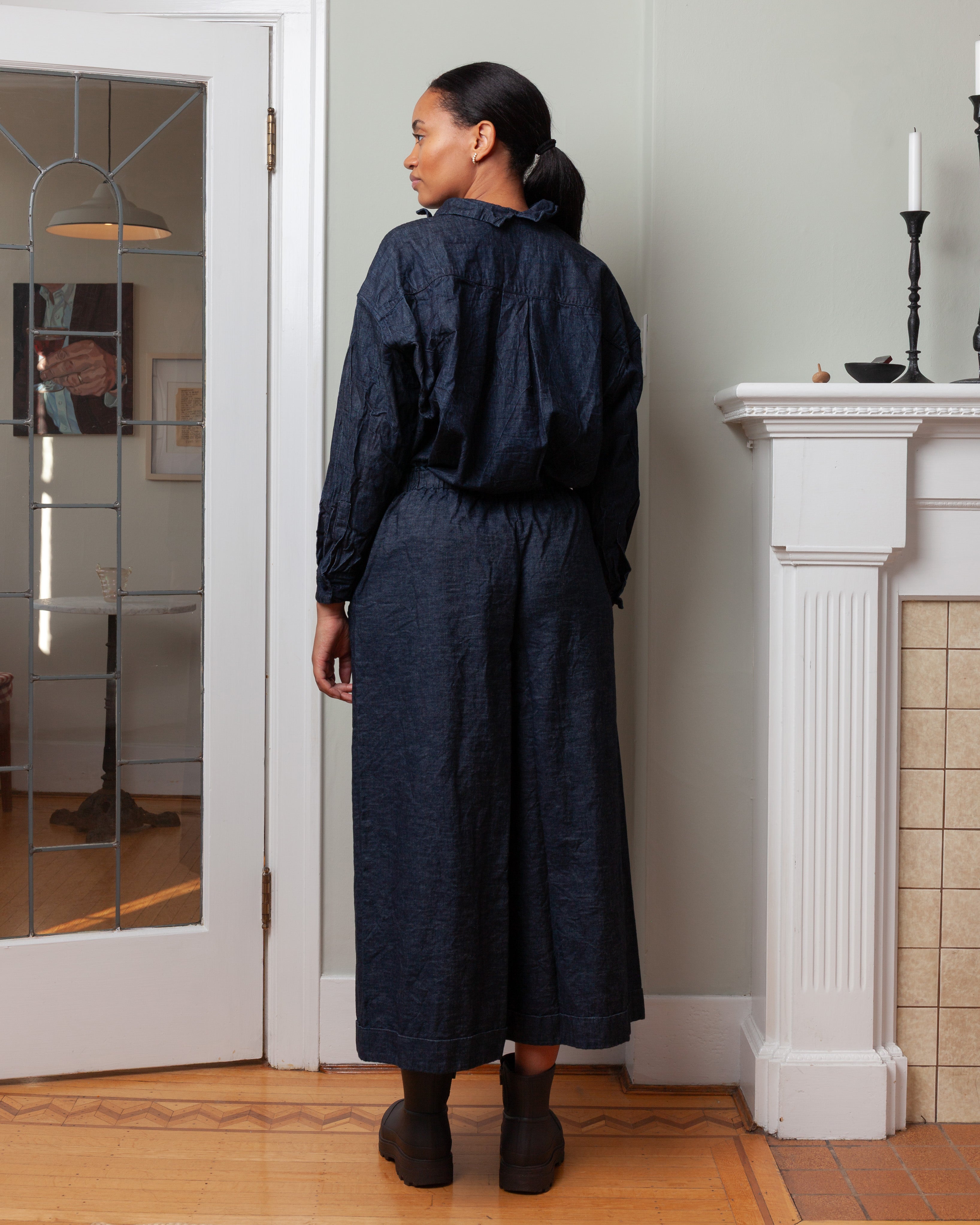 Daniela Gregis-Washed Pajama Trousers w/Pockets - Dark Blue-Pants-Boboli-Vancouver-Canada