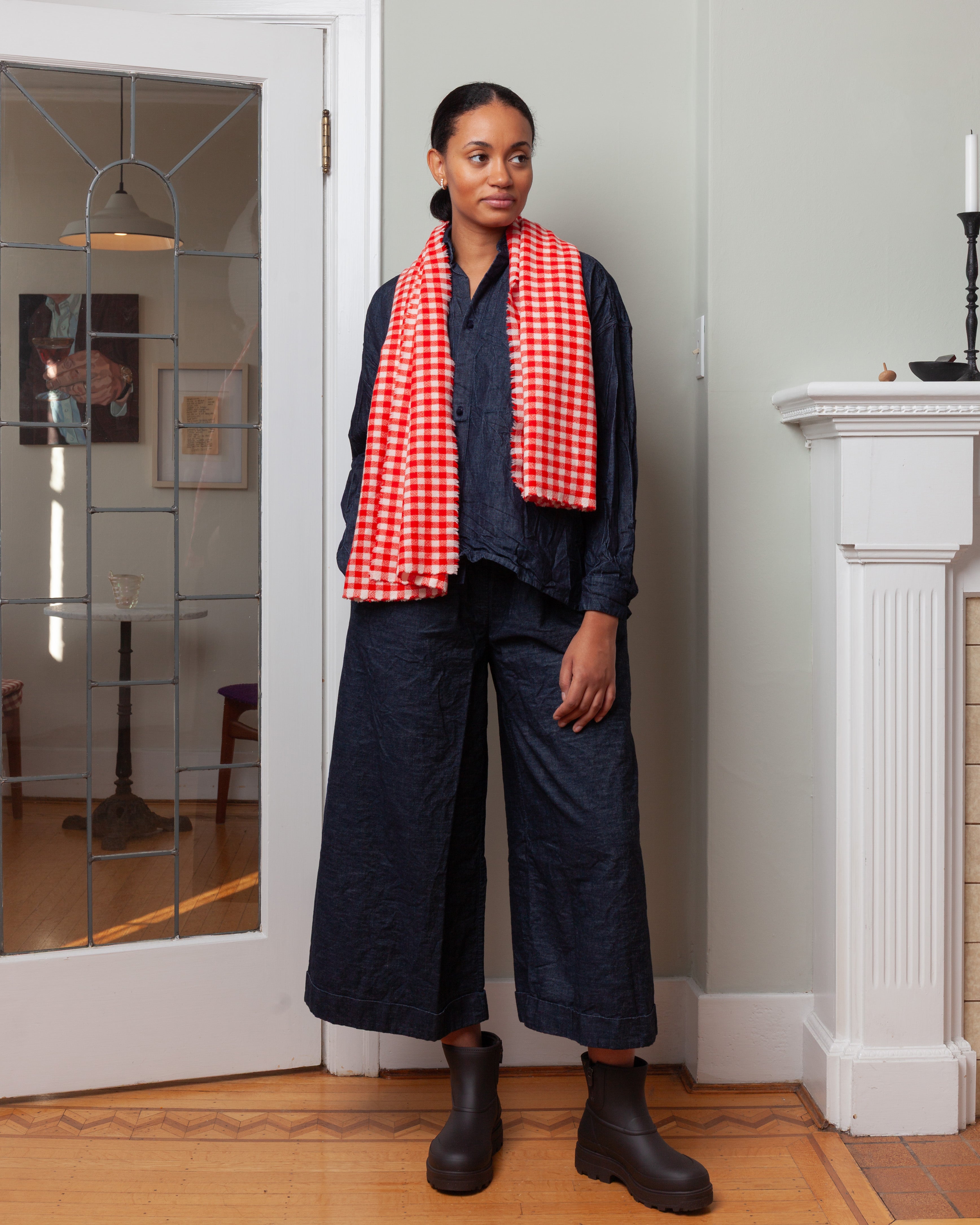 Shawl - Red/Scarlet White Check