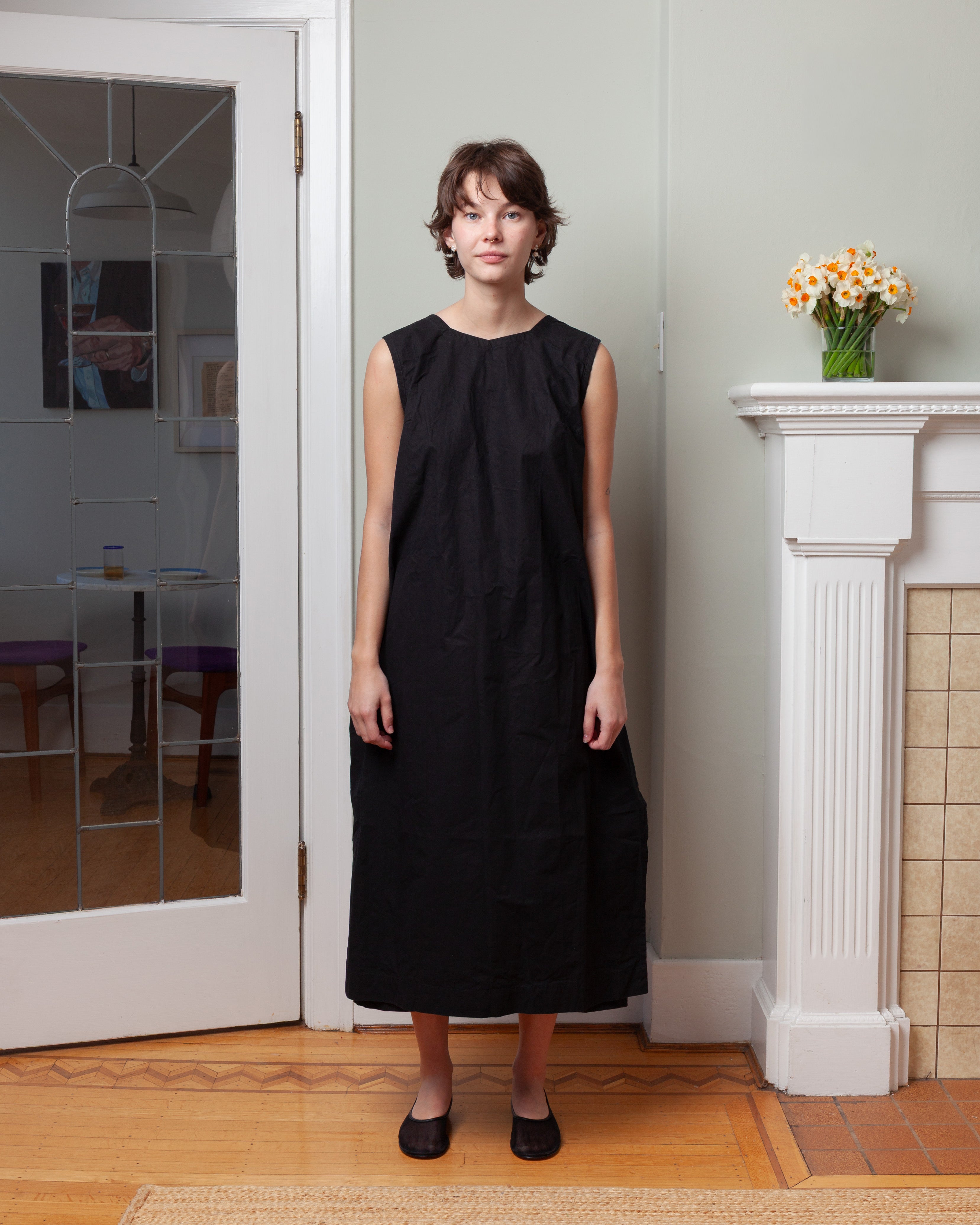 Casey Casey-Tablier Dress - Tough Poplin - Black-Dresses-Boboli-Vancouver-Canada