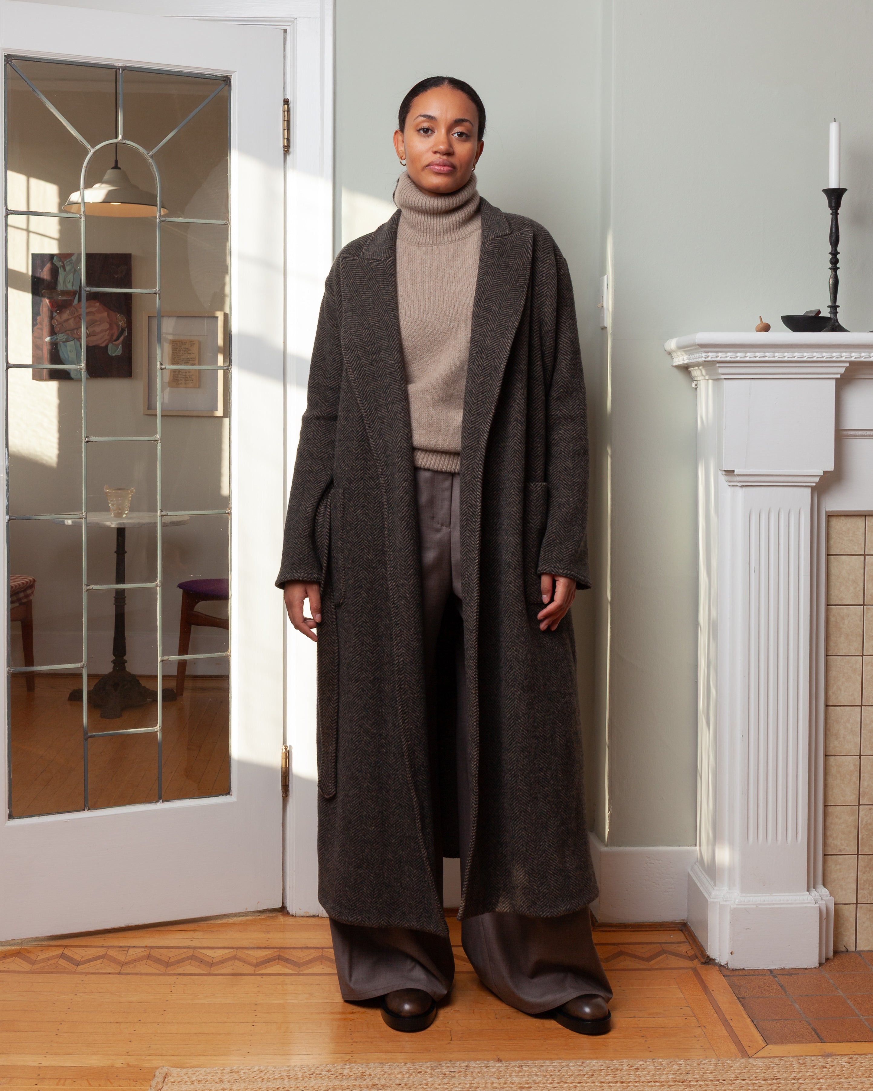 T-Neck Raglan Sweater w/Band Sleeve - Desert