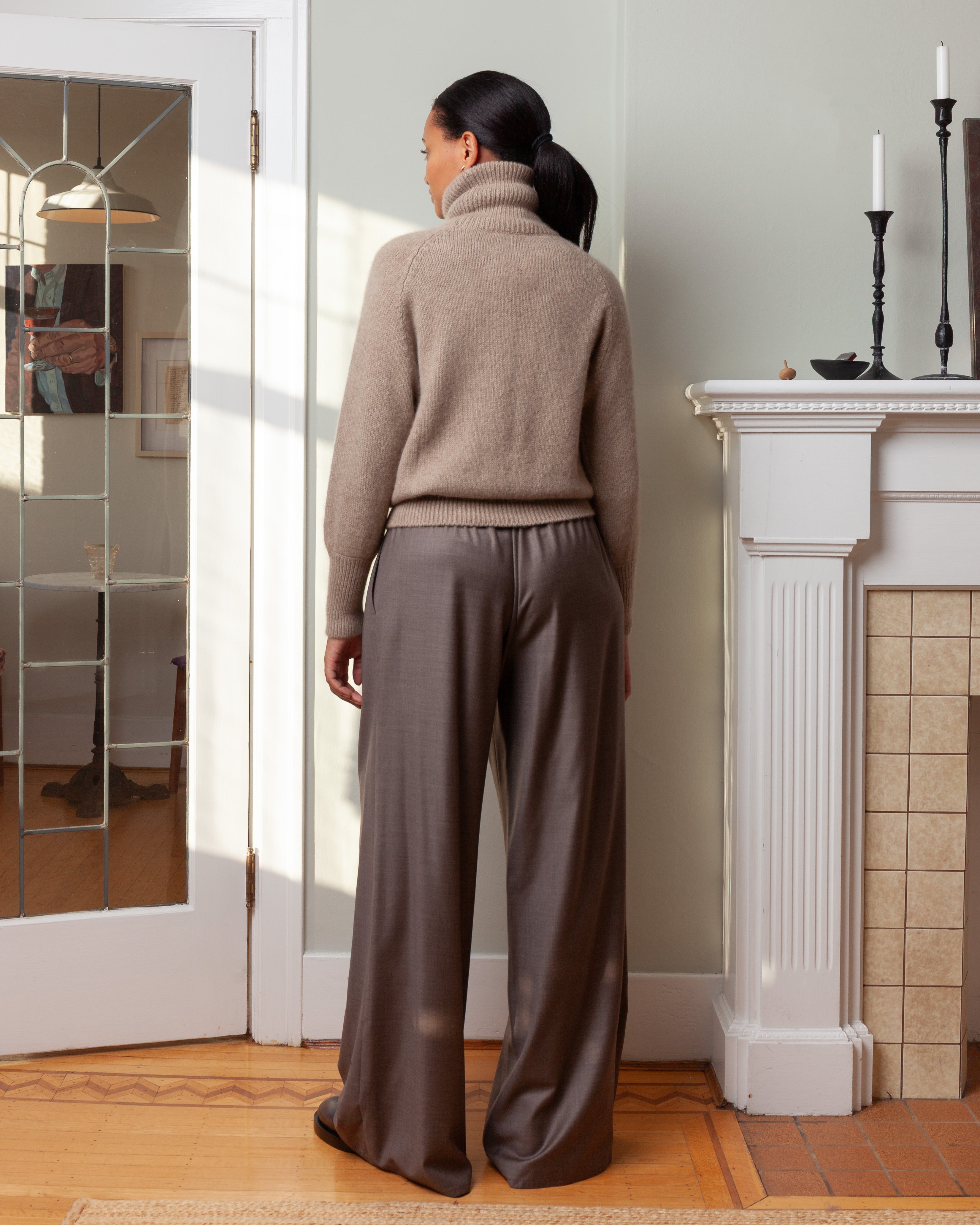 T-Neck Raglan Sweater w/Band Sleeve - Desert