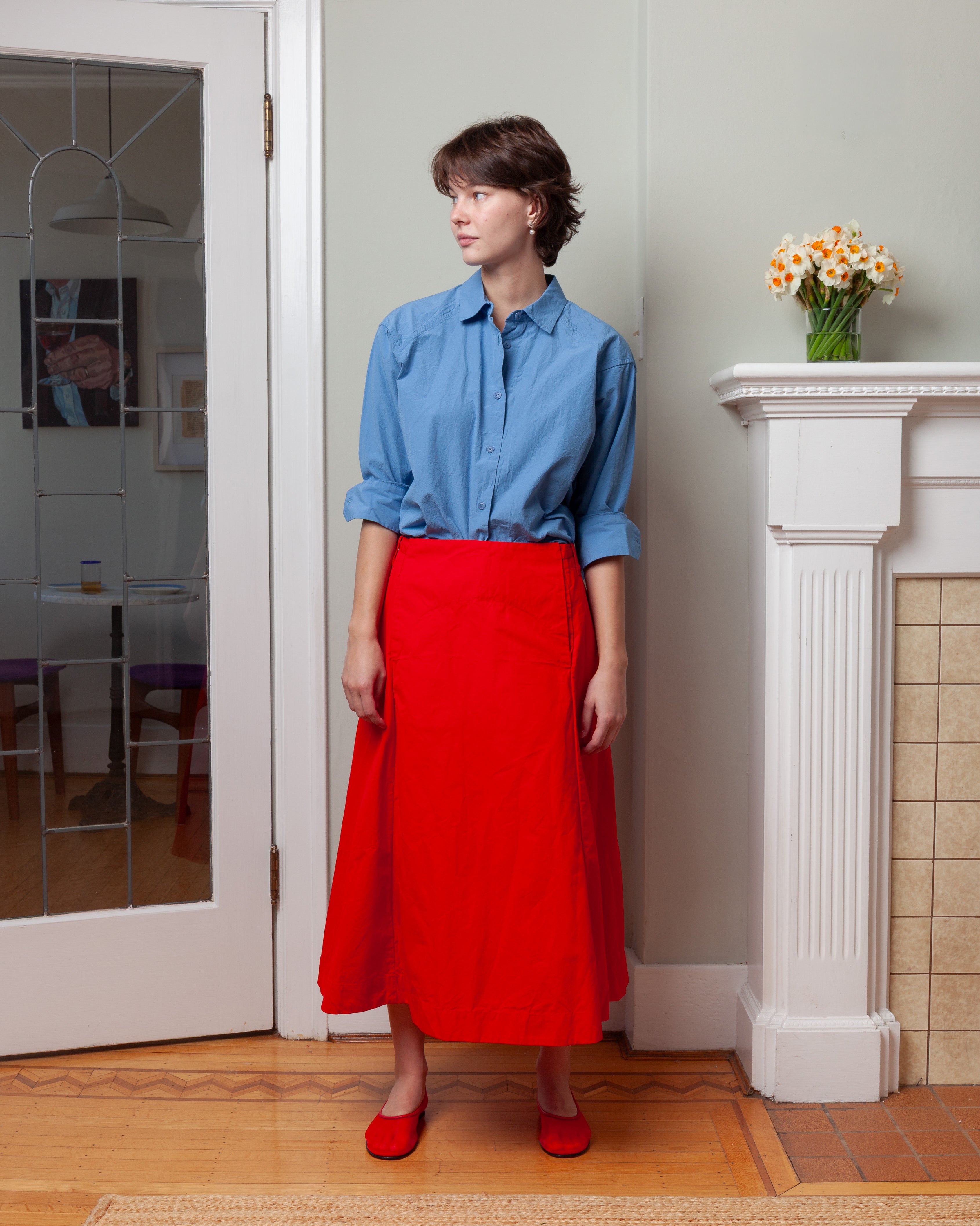 Drays Travail Shirt - Chalk Poplin - Light Blue