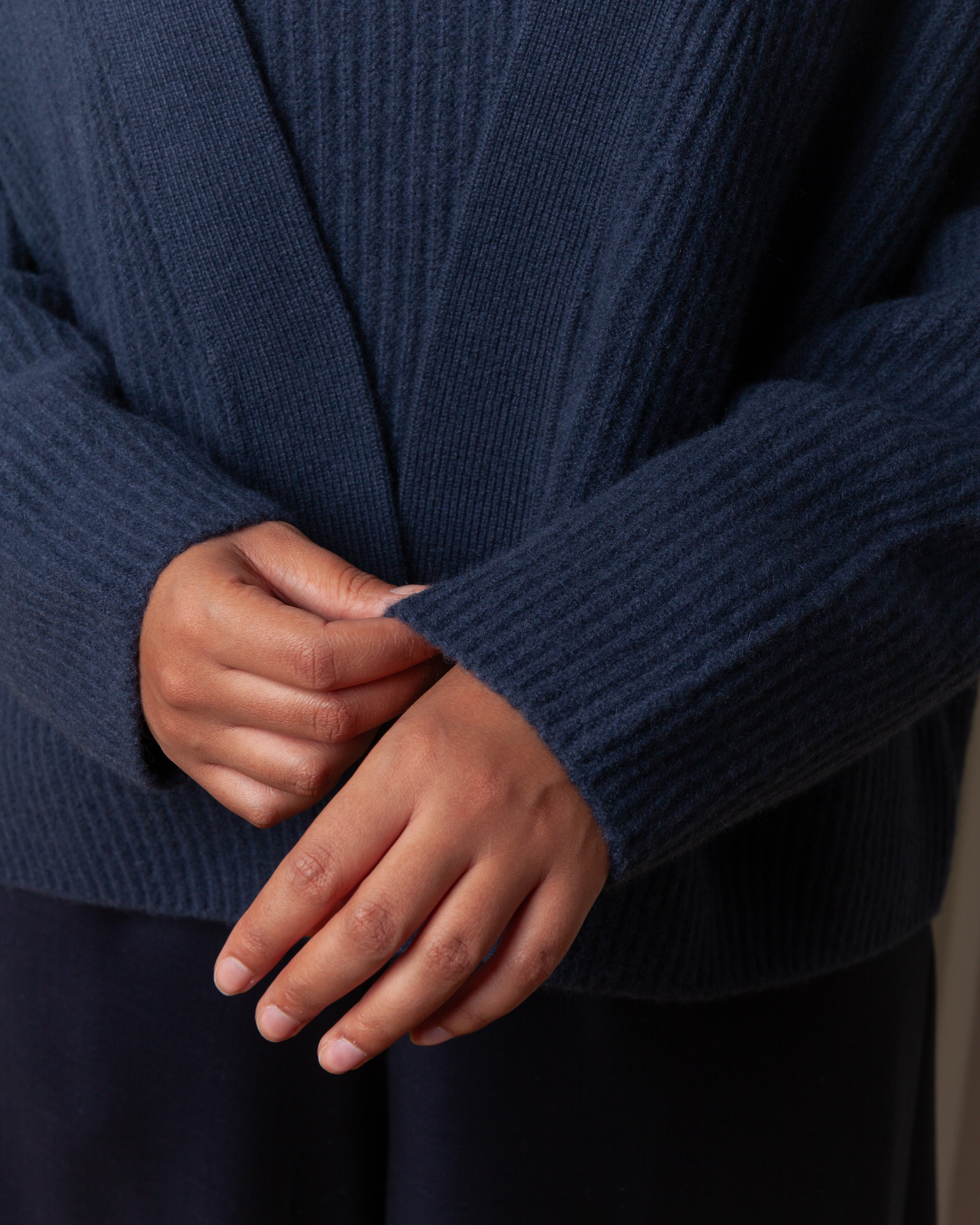 Short Ribbed Raglan Cardigan - Pacific