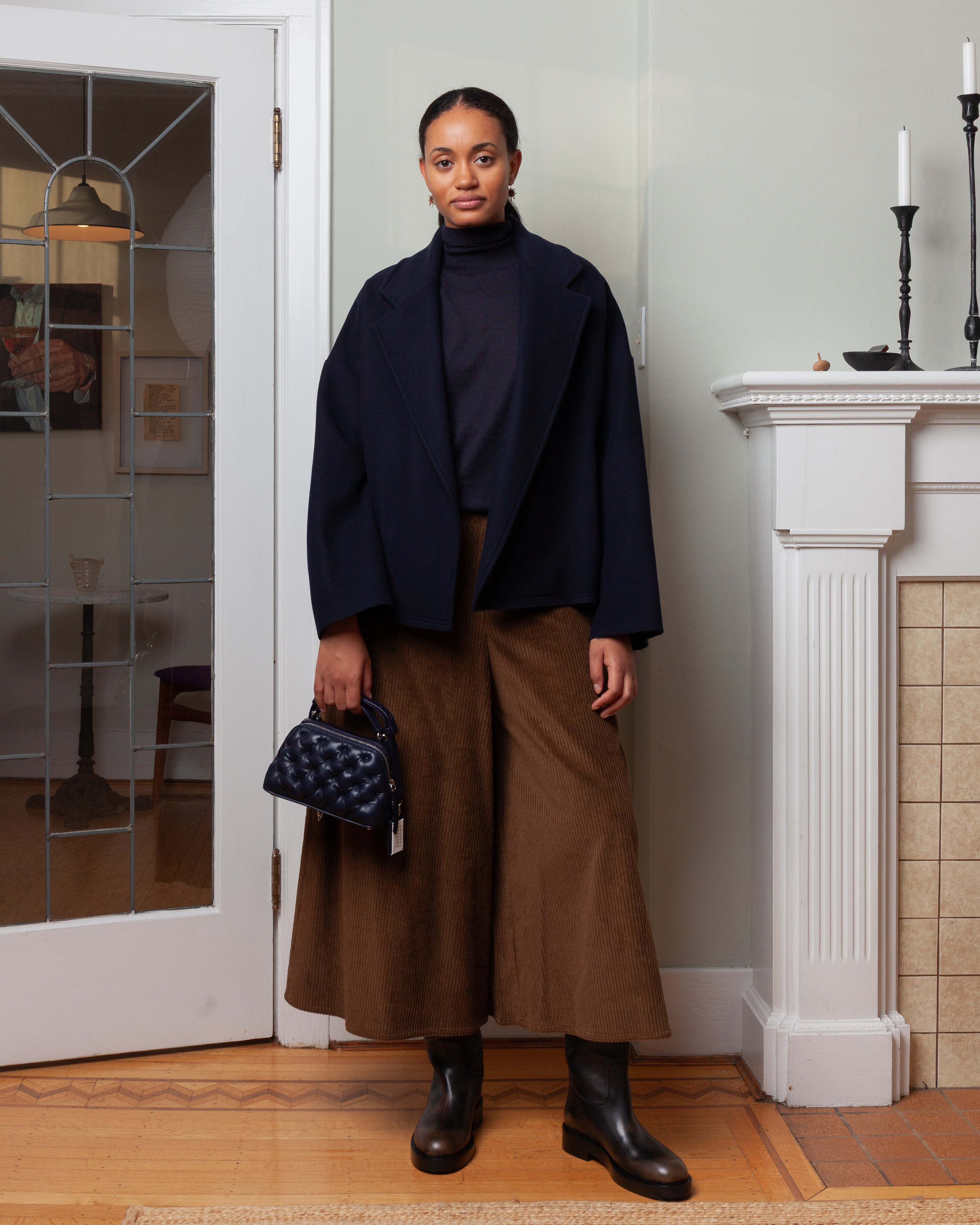 Cashmere T-Neck Raglan Sweater - Midnight