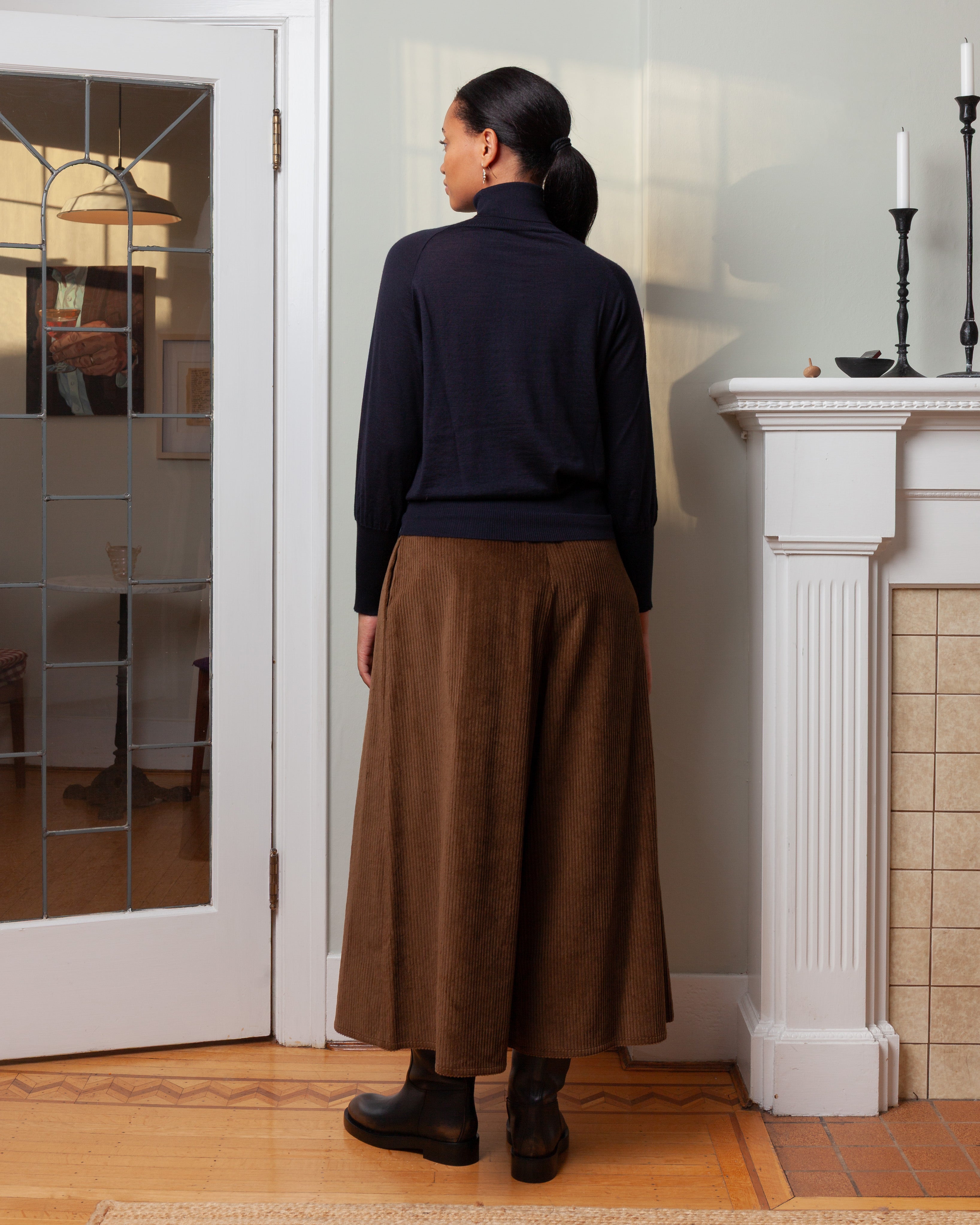 Cashmere T-Neck Raglan Sweater - Midnight