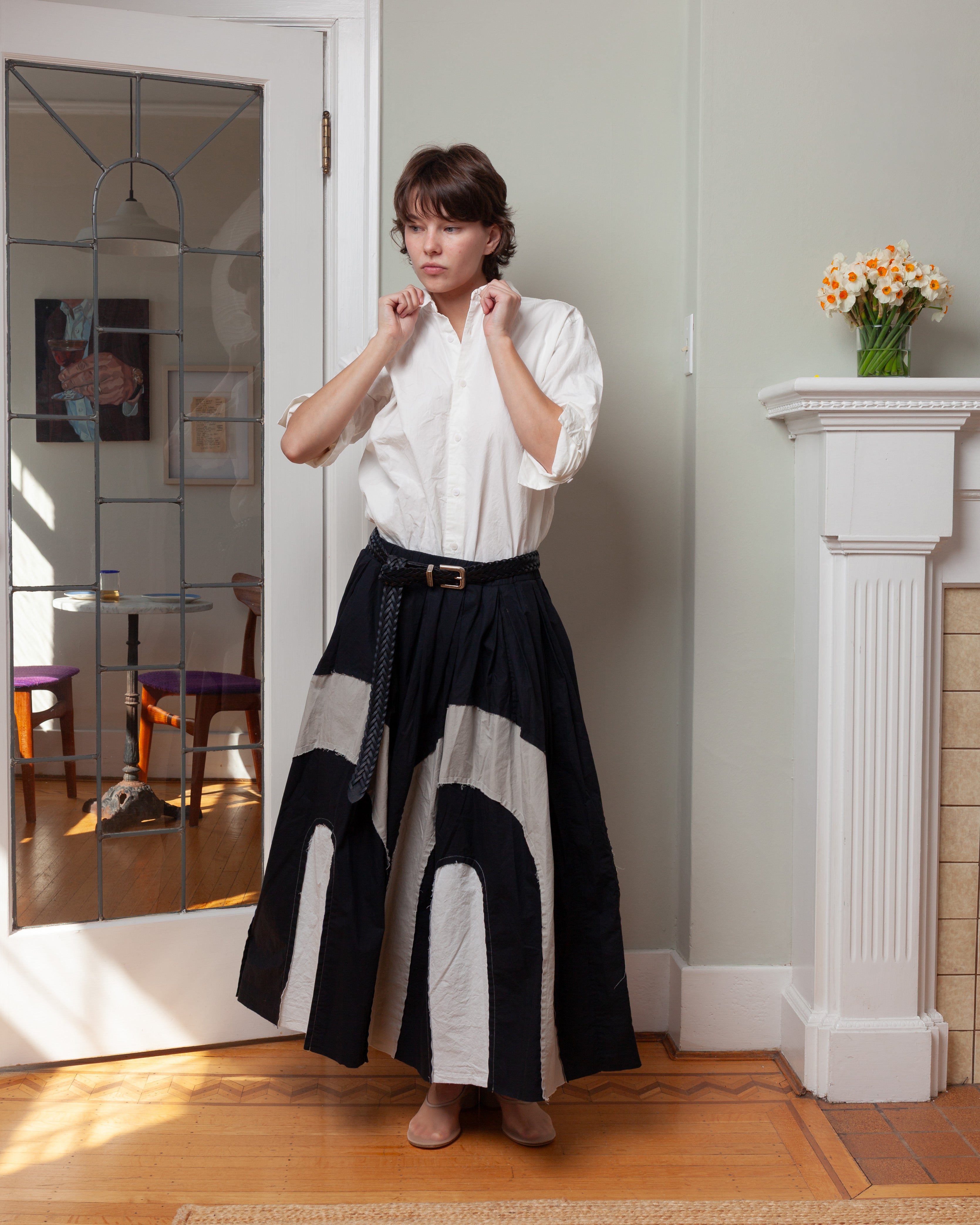 Casey Casey-Arch Skirt - Mixed Fabrics - Black-Skirts-Boboli-Vancouver-Canada