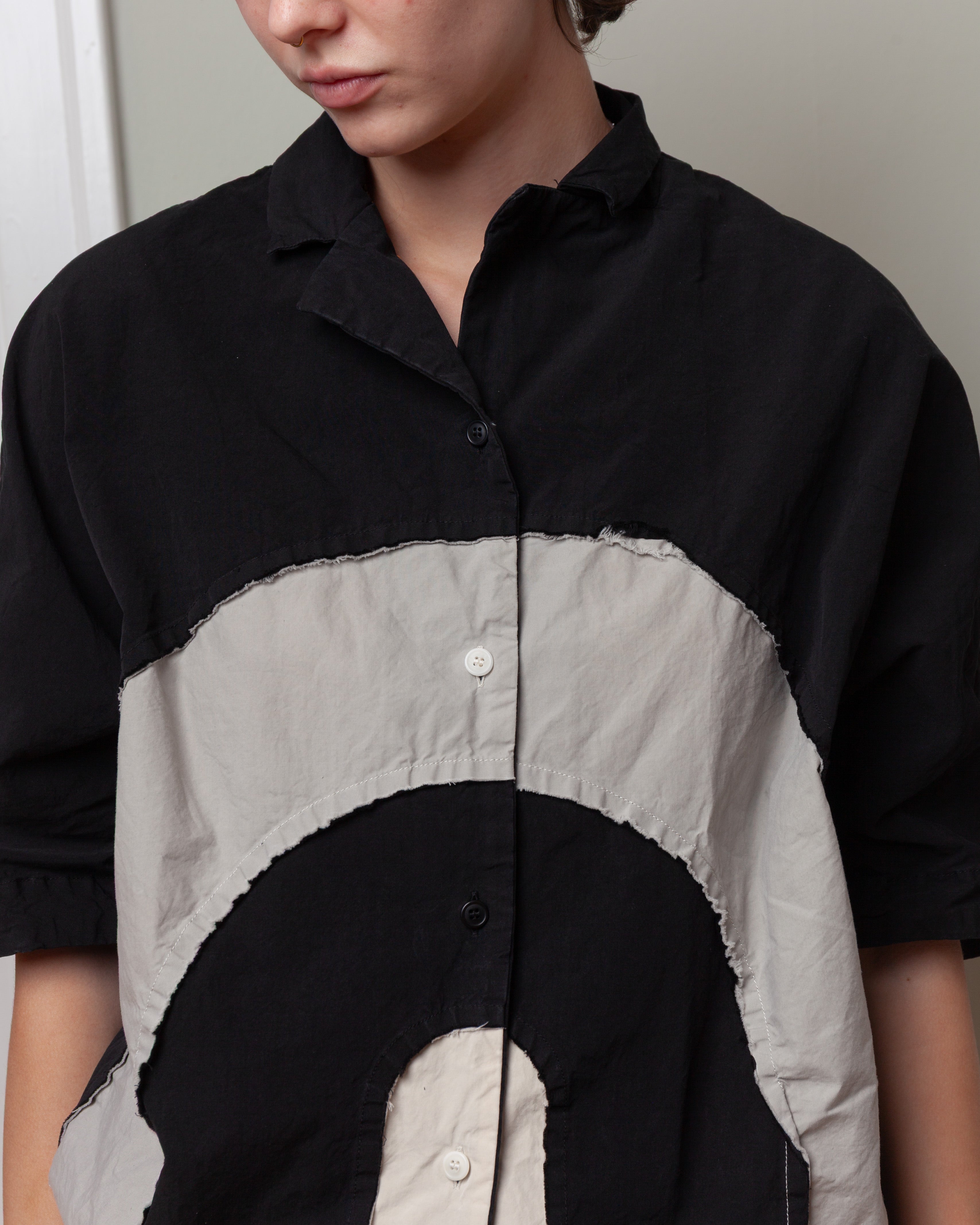 Casey Casey-Arch Shirt - Mixed Farbics - Black-Shirts-Boboli-Vancouver-Canada