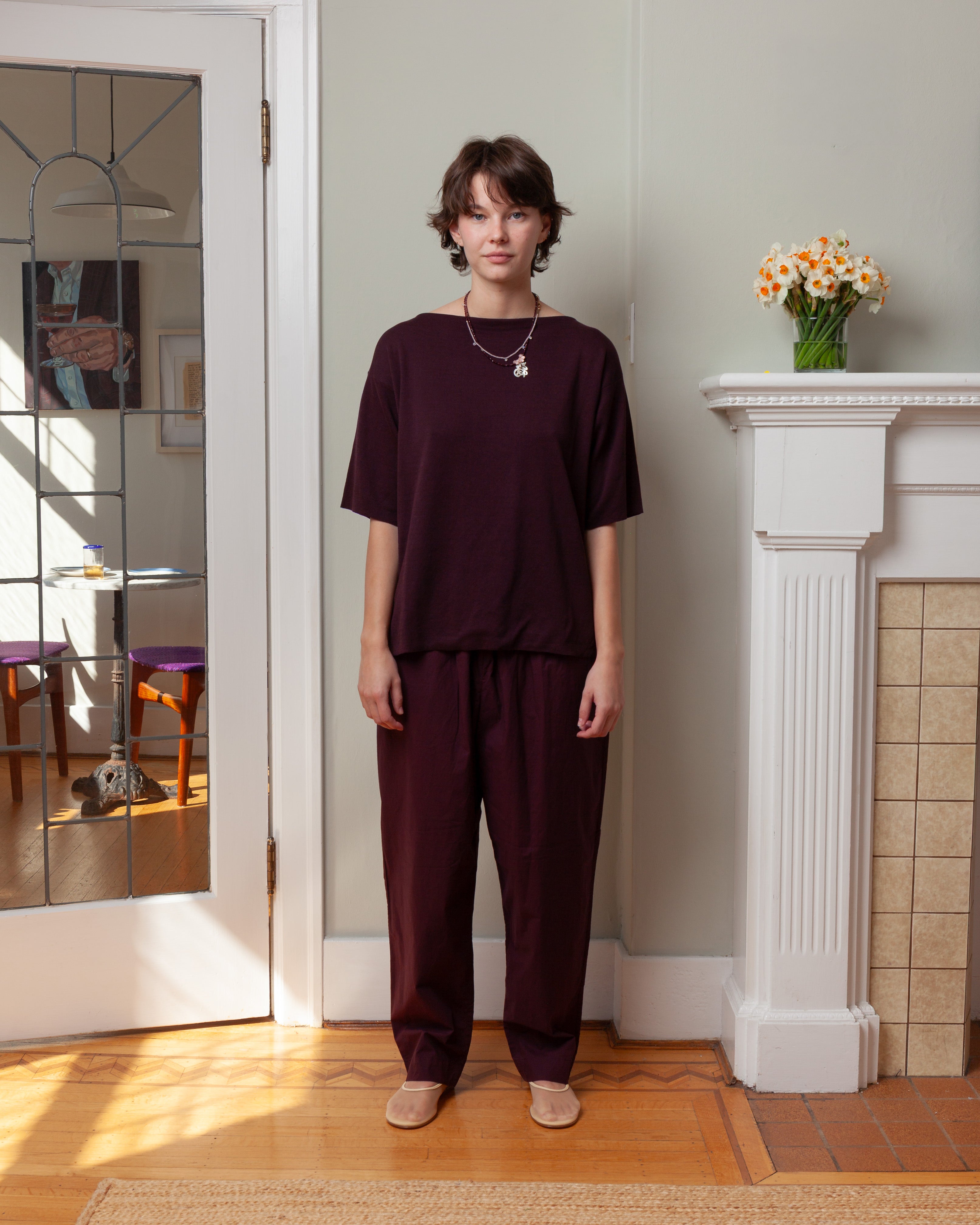 Casey Casey-Isa Fine Knit Top - Jersey Crepe - Auburn-Tops-Boboli-Vancouver-Canada
