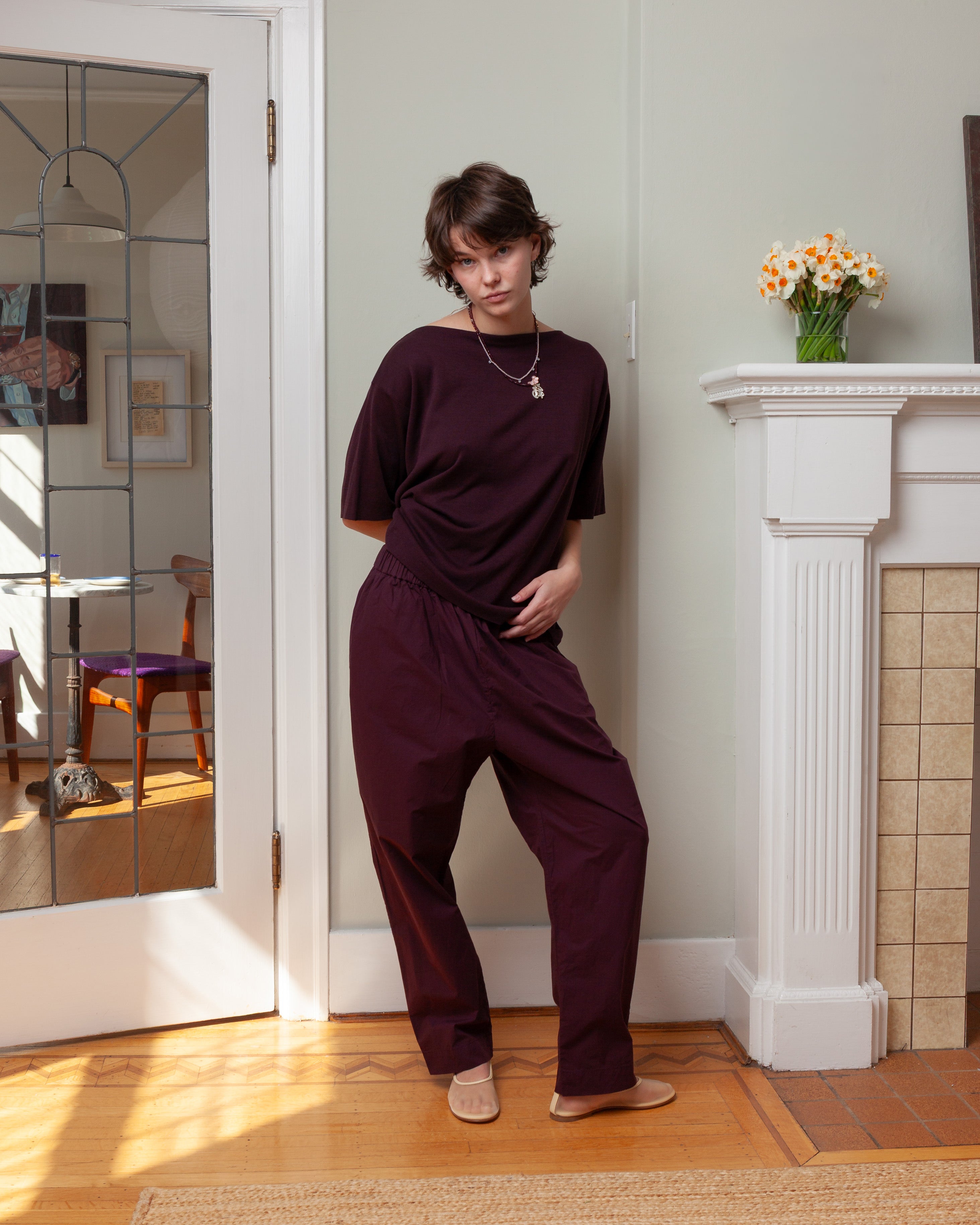 Casey Casey-Isa Fine Knit Top - Jersey Crepe - Auburn-Tops-Boboli-Vancouver-Canada
