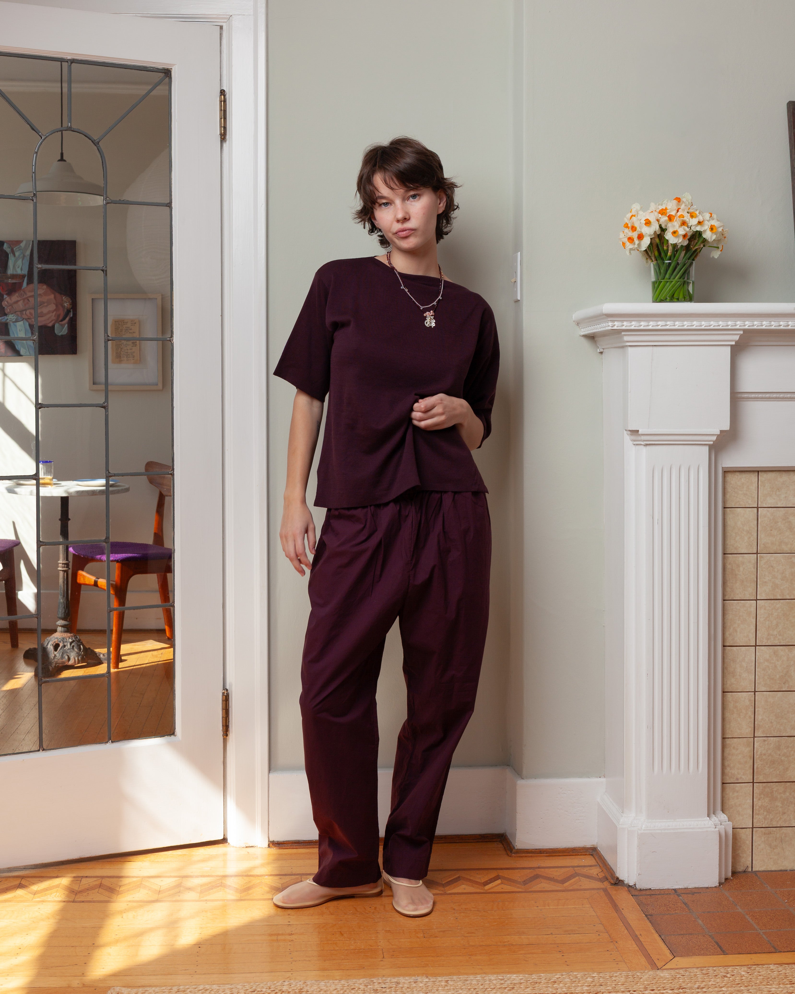 Casey Casey-Isa Fine Knit Top - Jersey Crepe - Auburn-Tops-Boboli-Vancouver-Canada