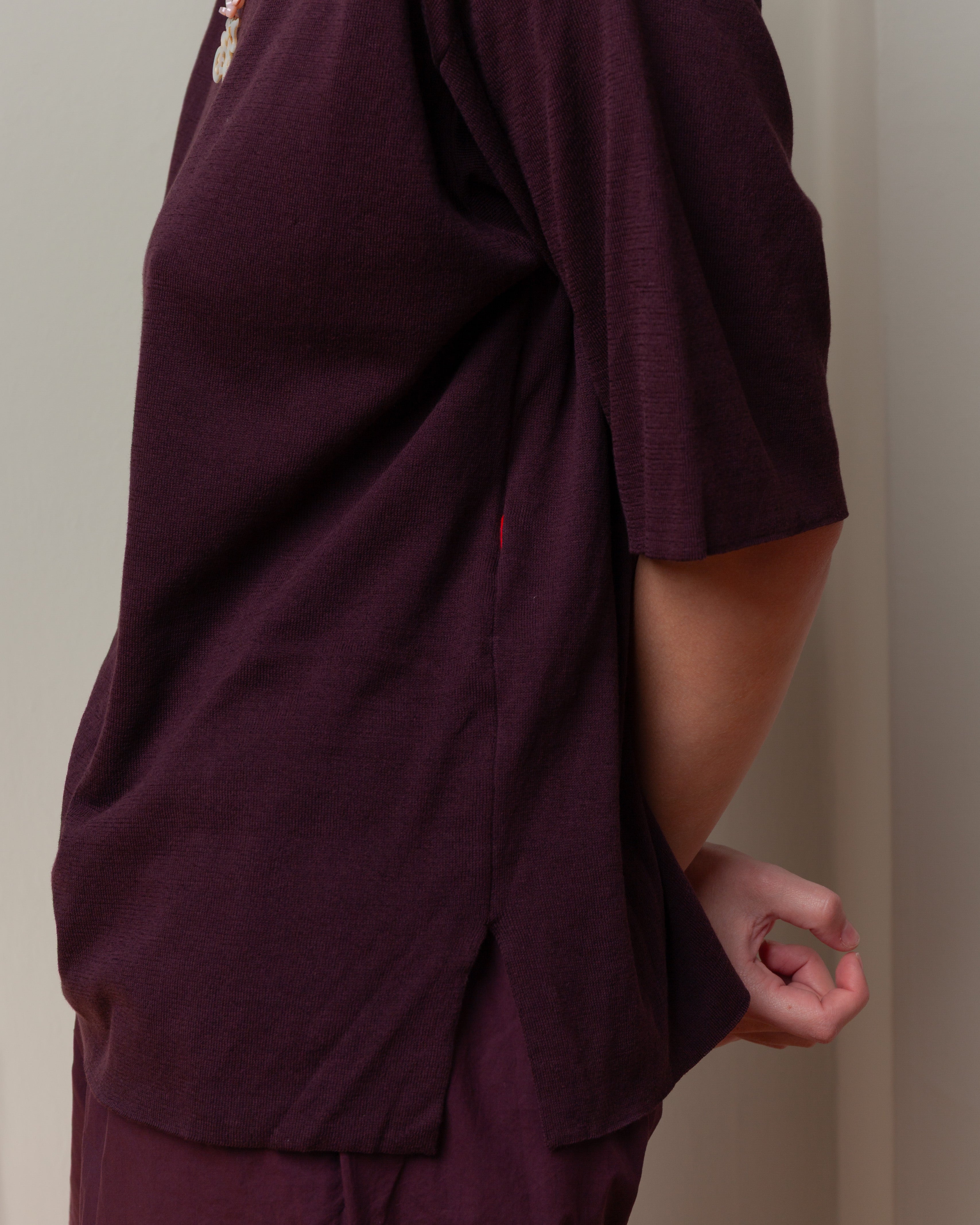 Casey Casey-Isa Fine Knit Top - Jersey Crepe - Auburn-Tops-Boboli-Vancouver-Canada