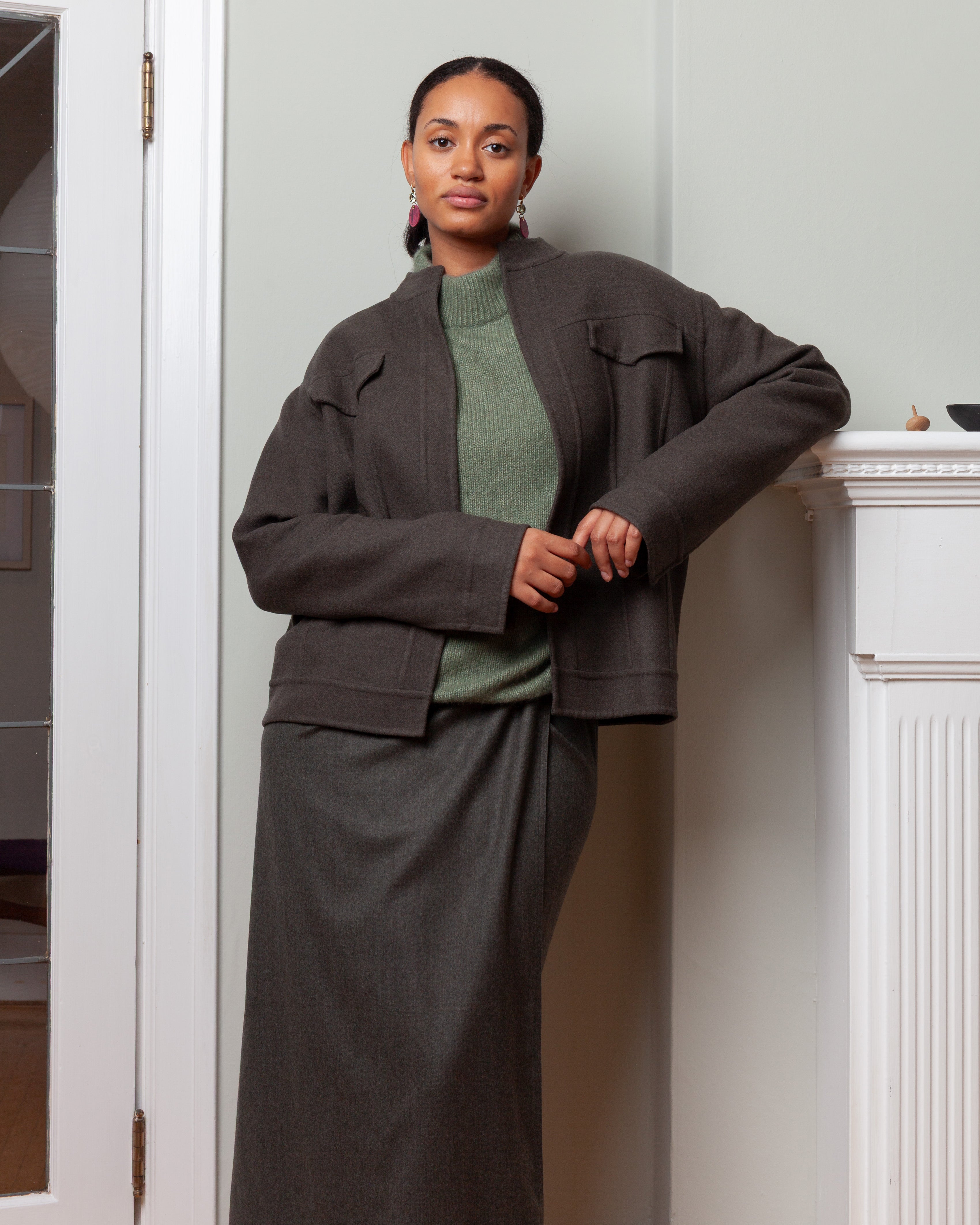 Jean Jacket Doubleface Panno Wool - Military