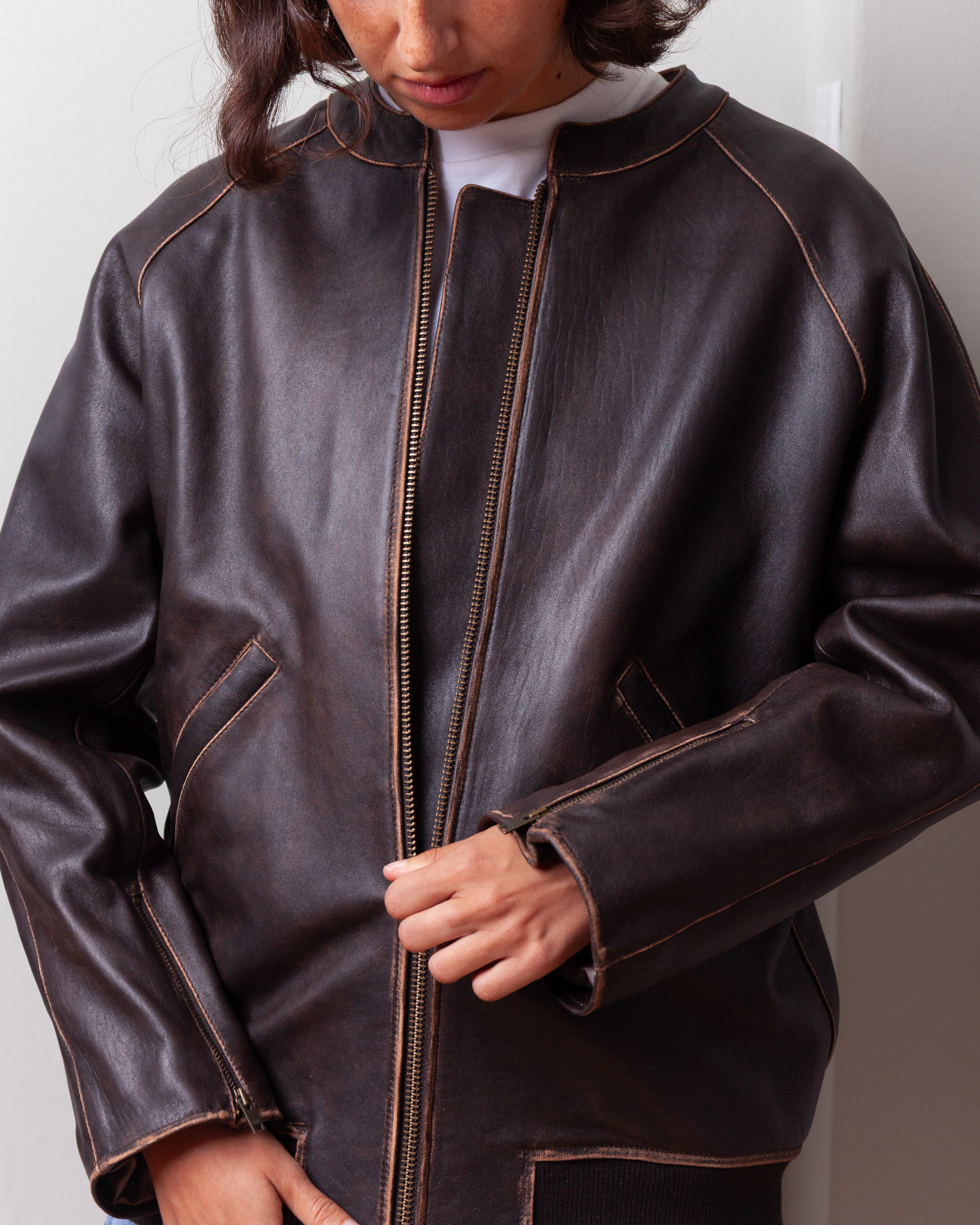 Arma-Azzurra Lamb Vintage Jacket - Brown-Jackets-Boboli-Vancouver-Canada