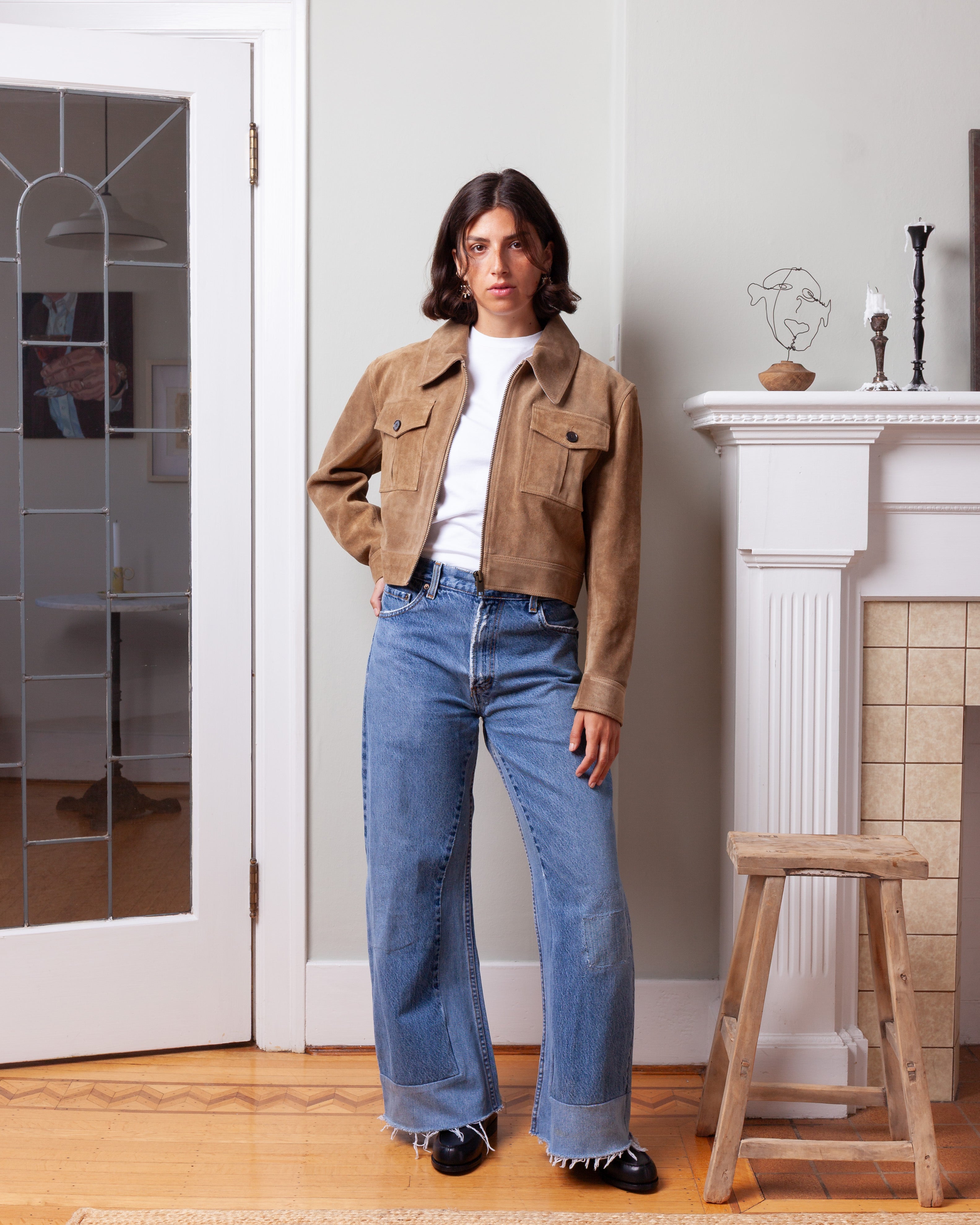 Arma-Helen Gritty Suede Jacket - Olive-Jackets-Boboli-Vancouver-Canada