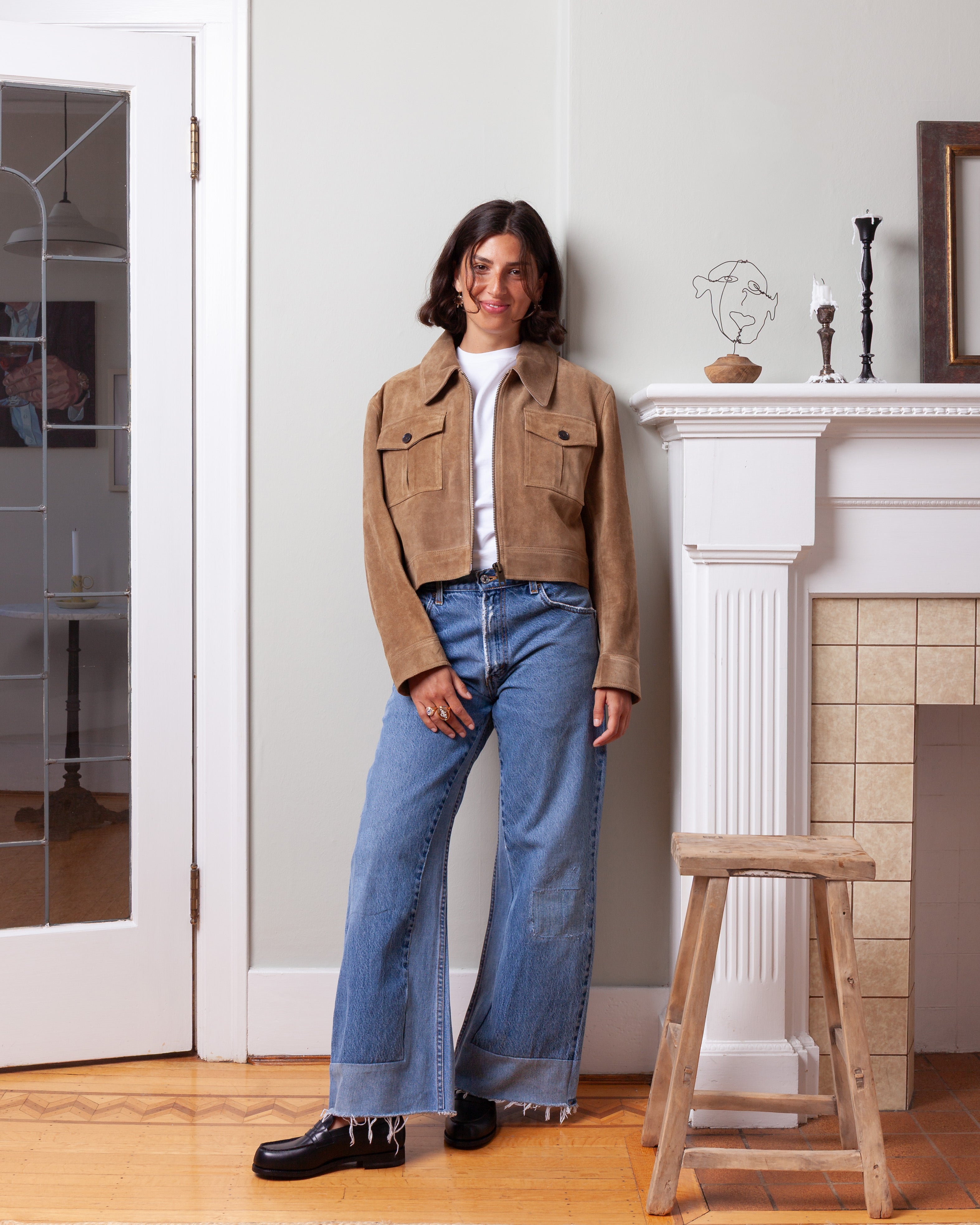 Arma-Helen Gritty Suede Jacket - Olive-Jackets-Boboli-Vancouver-Canada