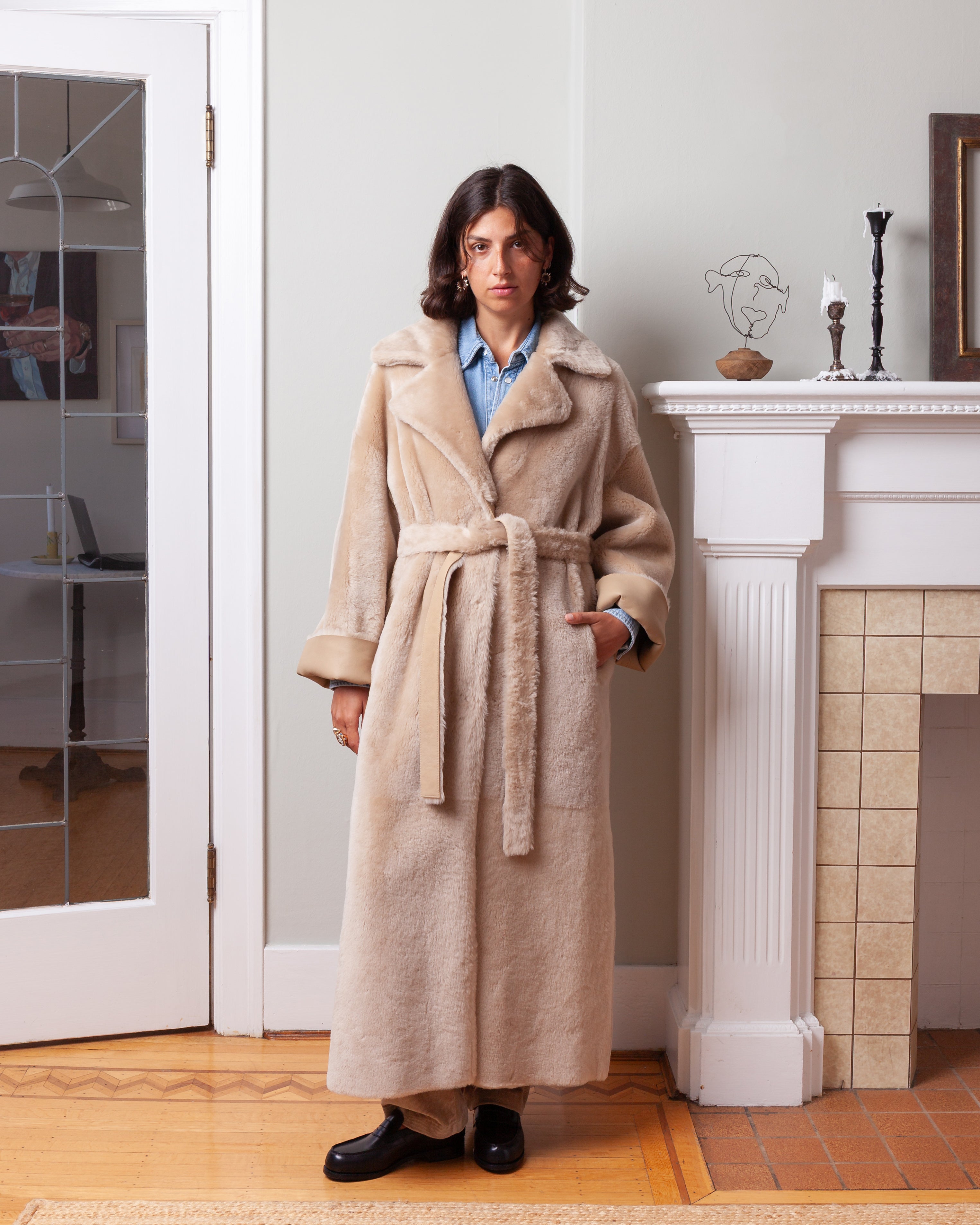 Arma-Rien Lacon Shearling & Suede Coat - Sand-Jackets-Boboli-Vancouver-Canada