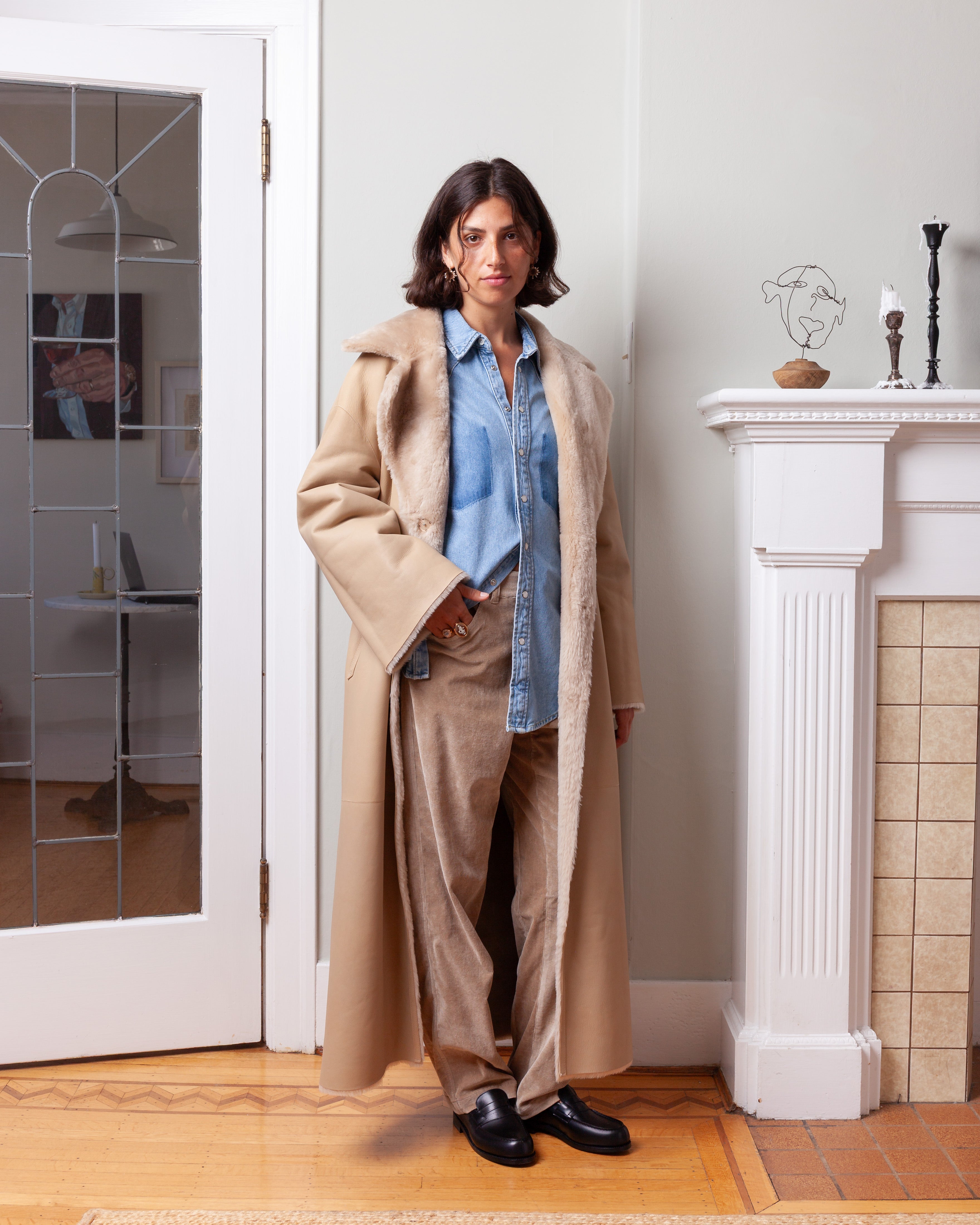Arma-Rien Lacon Shearling & Suede Coat - Sand-Jackets-Boboli-Vancouver-Canada
