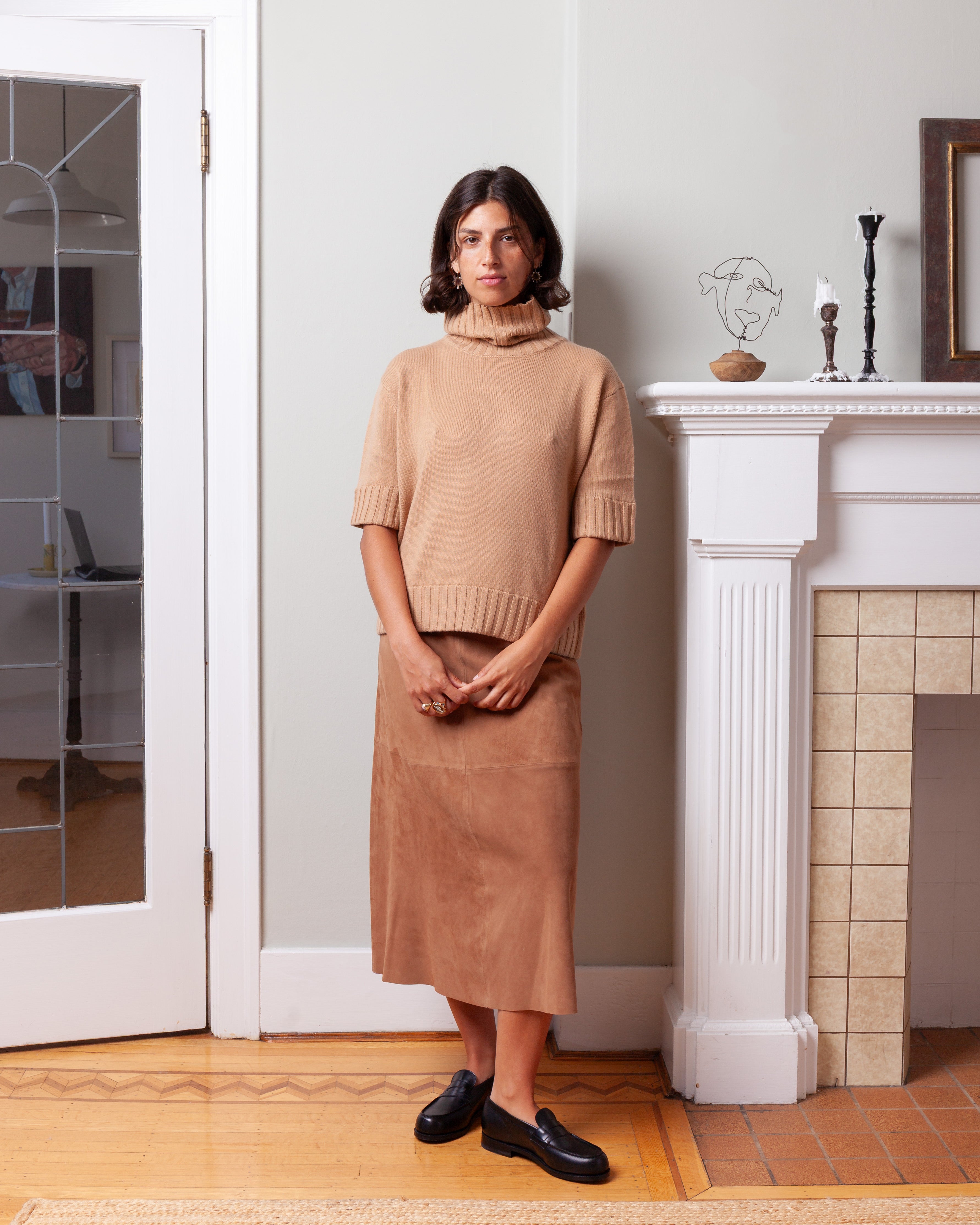 Arma-Philipa Goat Suede Skirt - Oak-Skirts-Boboli-Vancouver-Canada