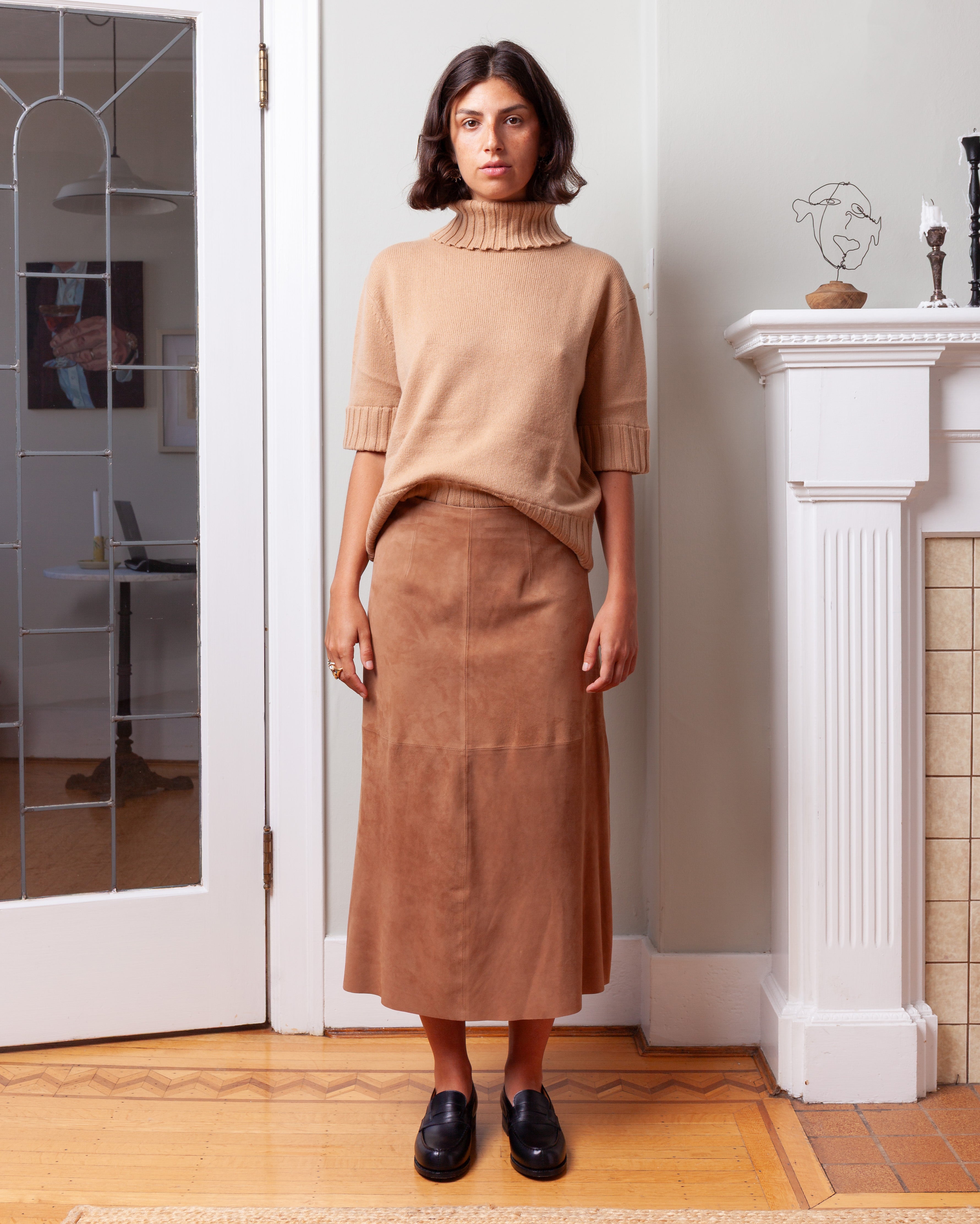 Arma-Philipa Goat Suede Skirt - Oak-Skirts-Boboli-Vancouver-Canada