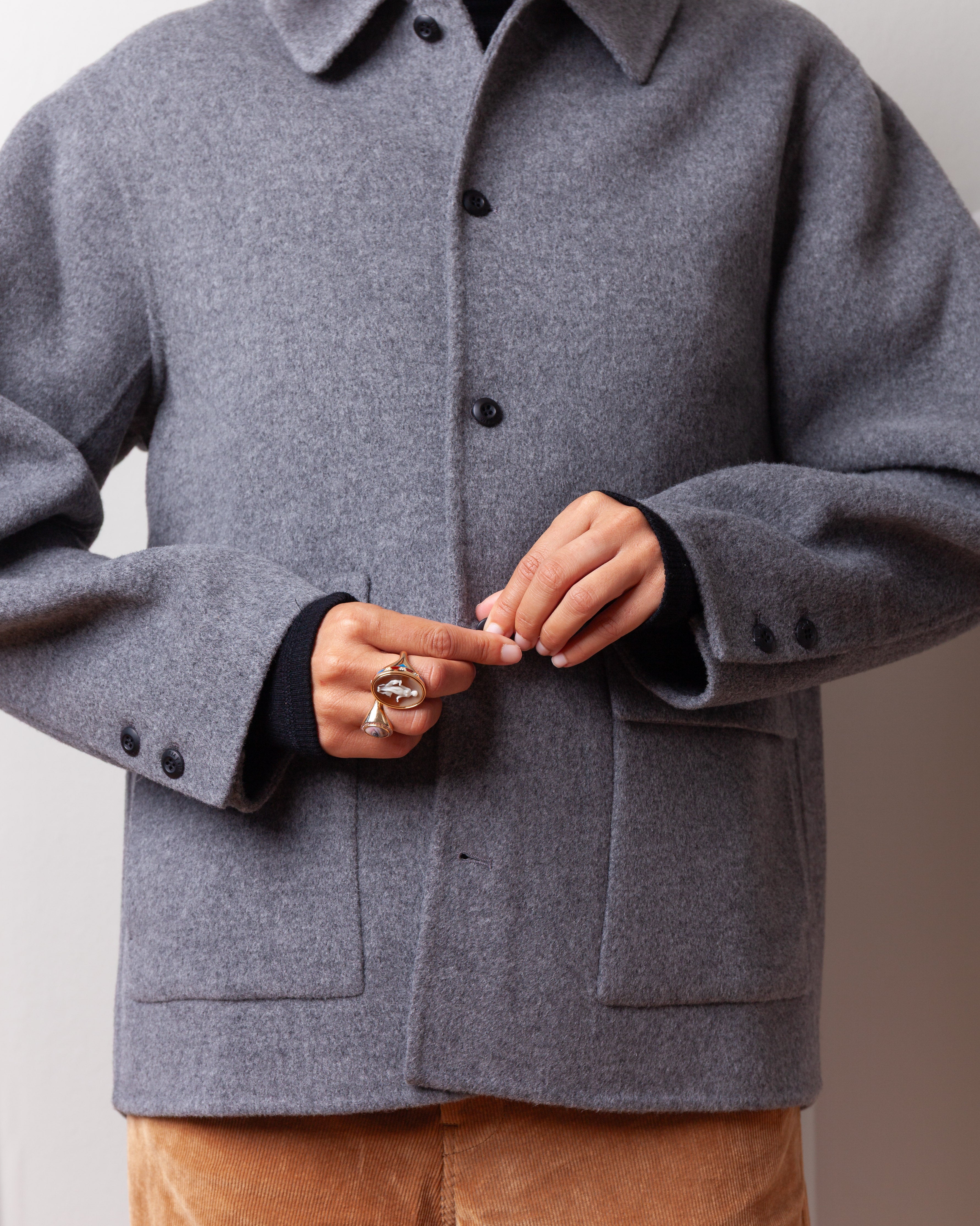 Vis A Vis-Wool Cashmere Handmade Shirt Jacket - Gray-Jackets-Boboli-Vancouver-Canada