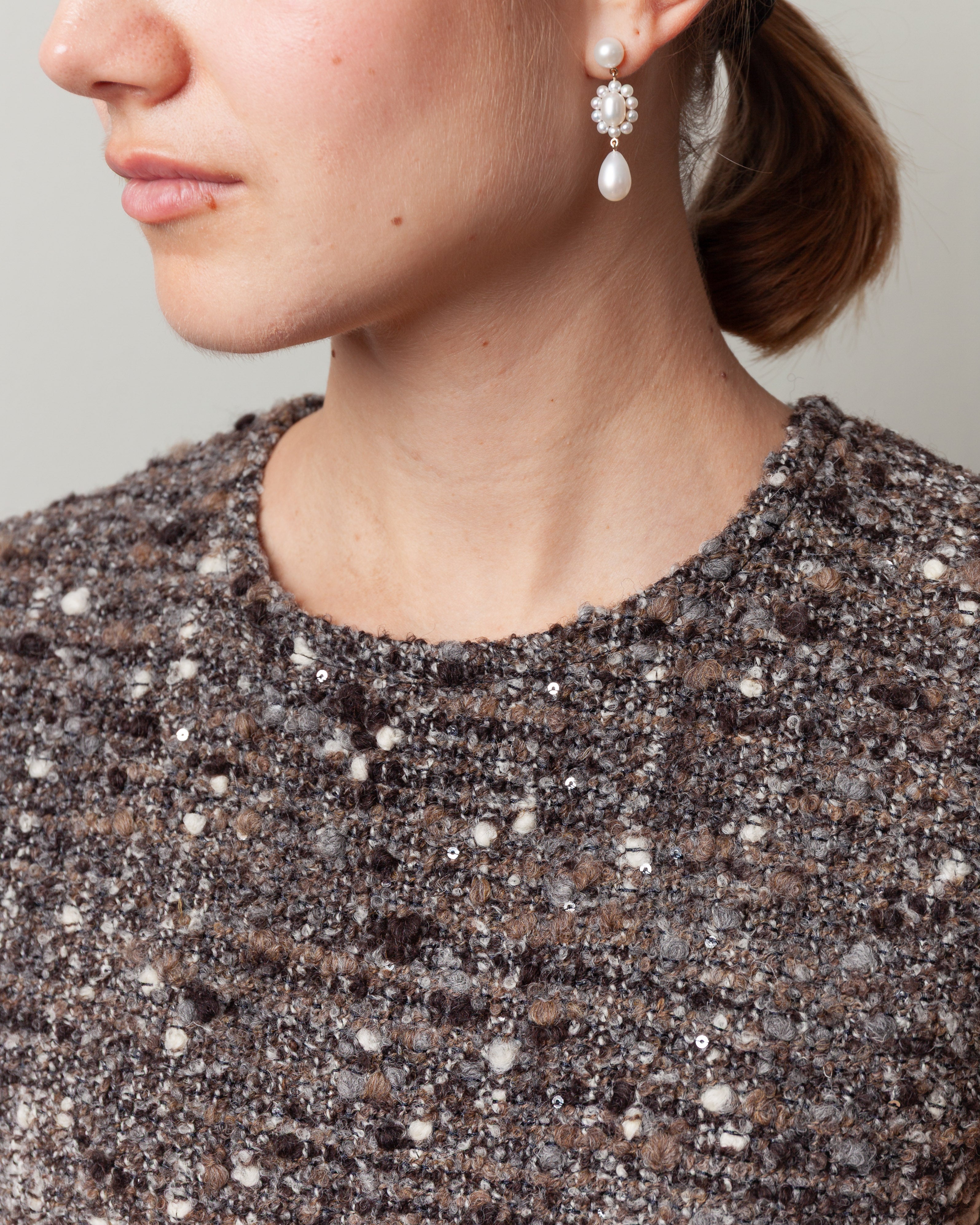 Short Brown Boucle Dress - Brown/Black