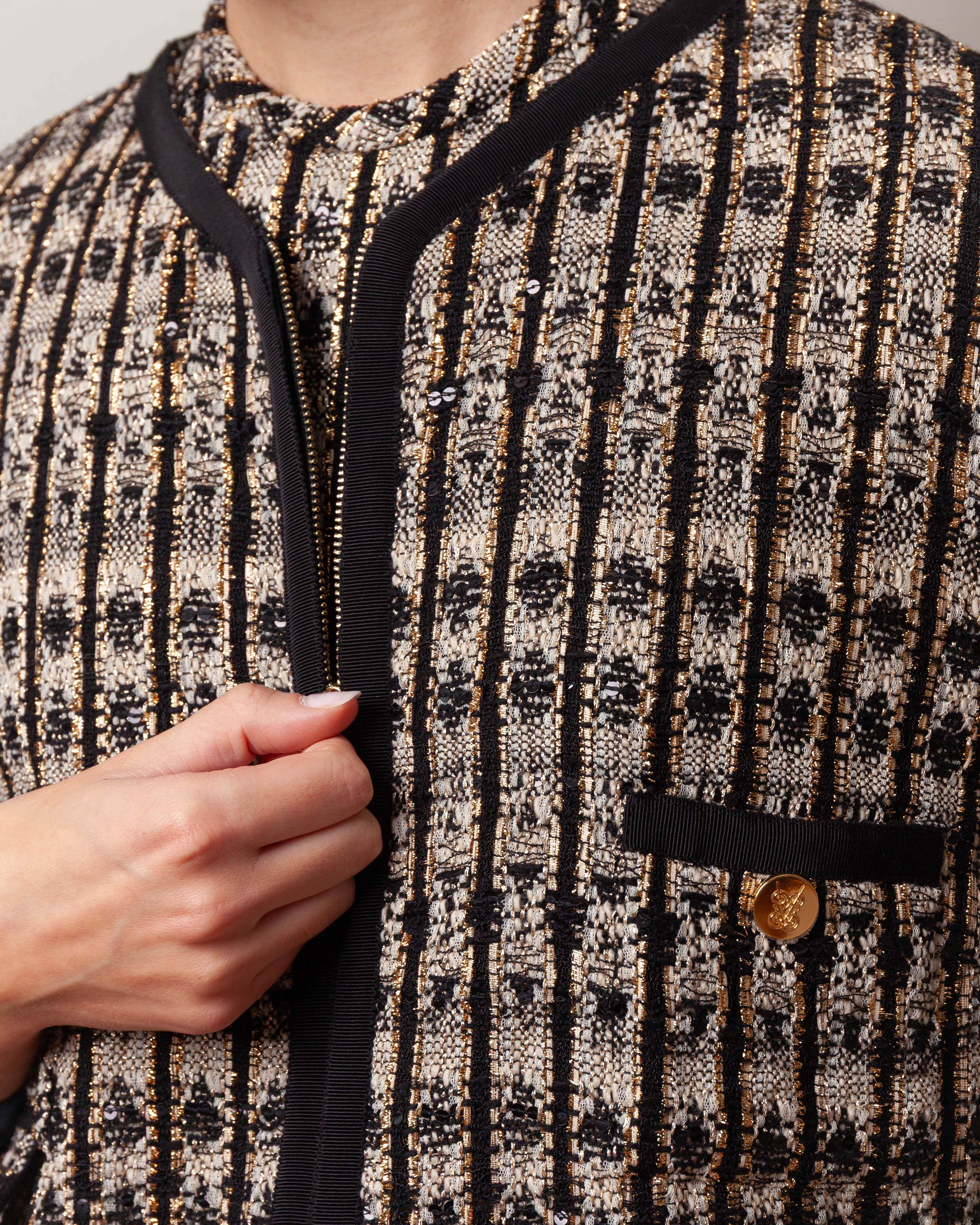 Boucle Jacket - Brown/Gold