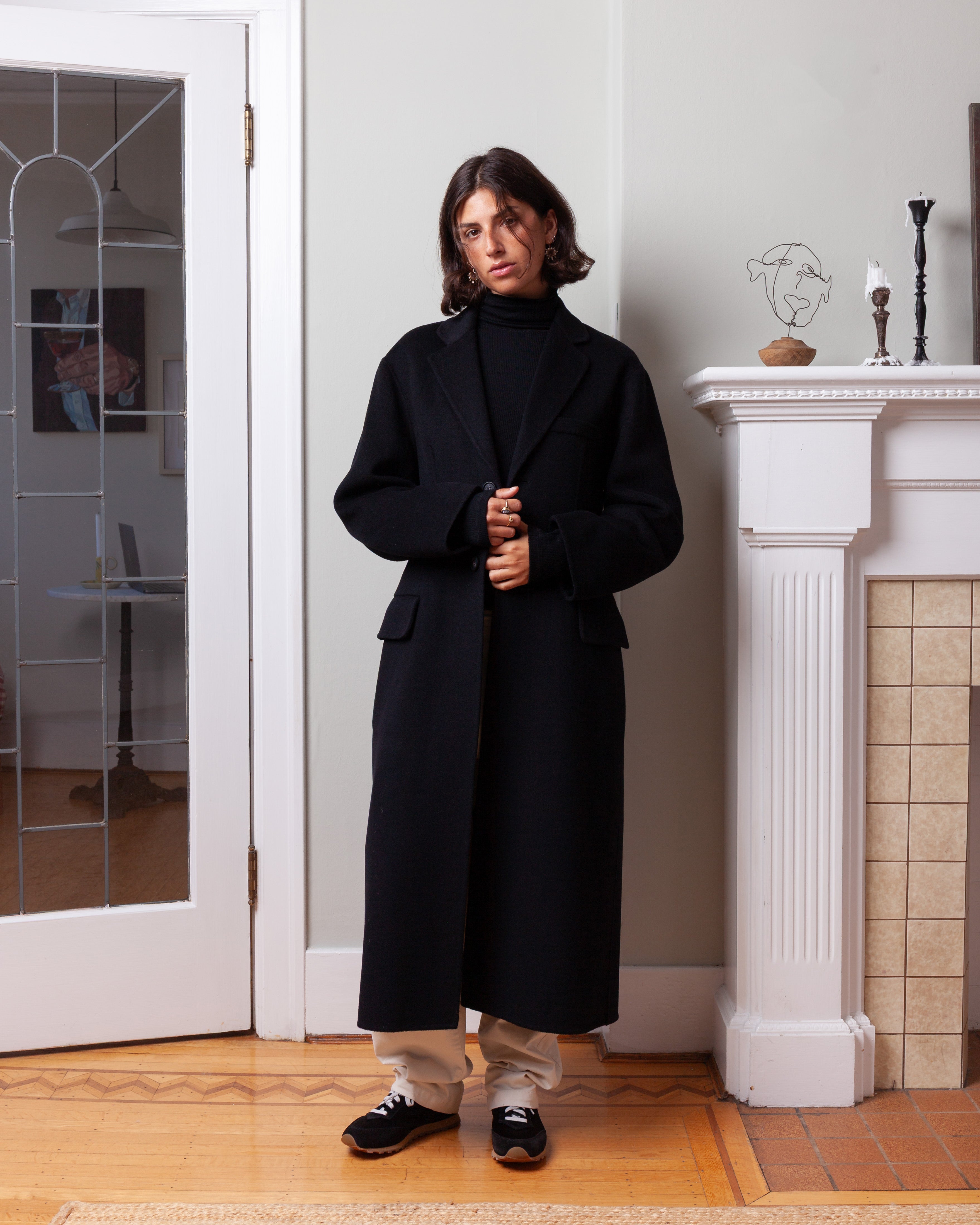 Vis A Vis-Cinched Waist Handmade Coat - Black-Coats-Boboli-Vancouver-Canada