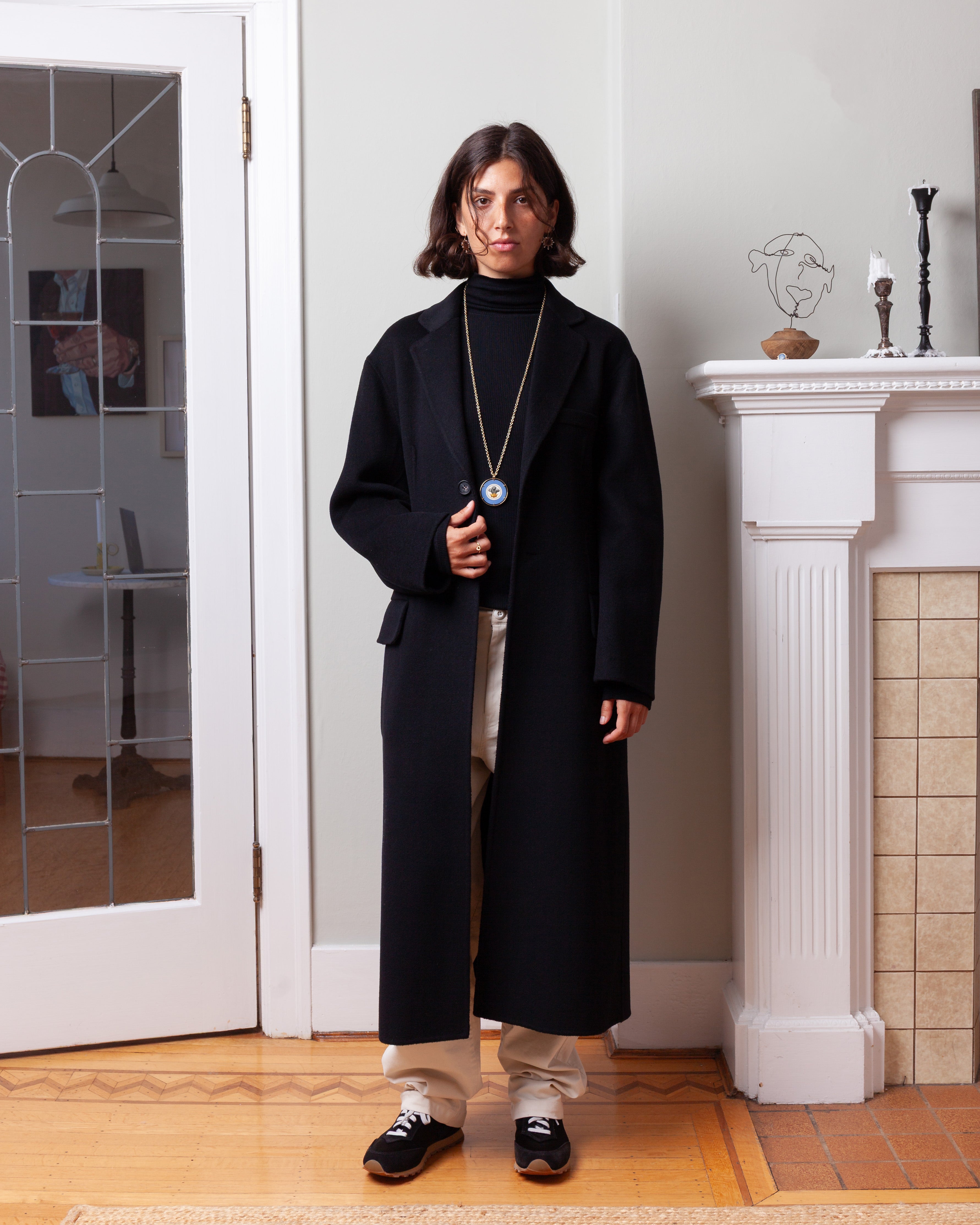 Vis A Vis-Cinched Waist Handmade Coat - Black-Coats-Boboli-Vancouver-Canada