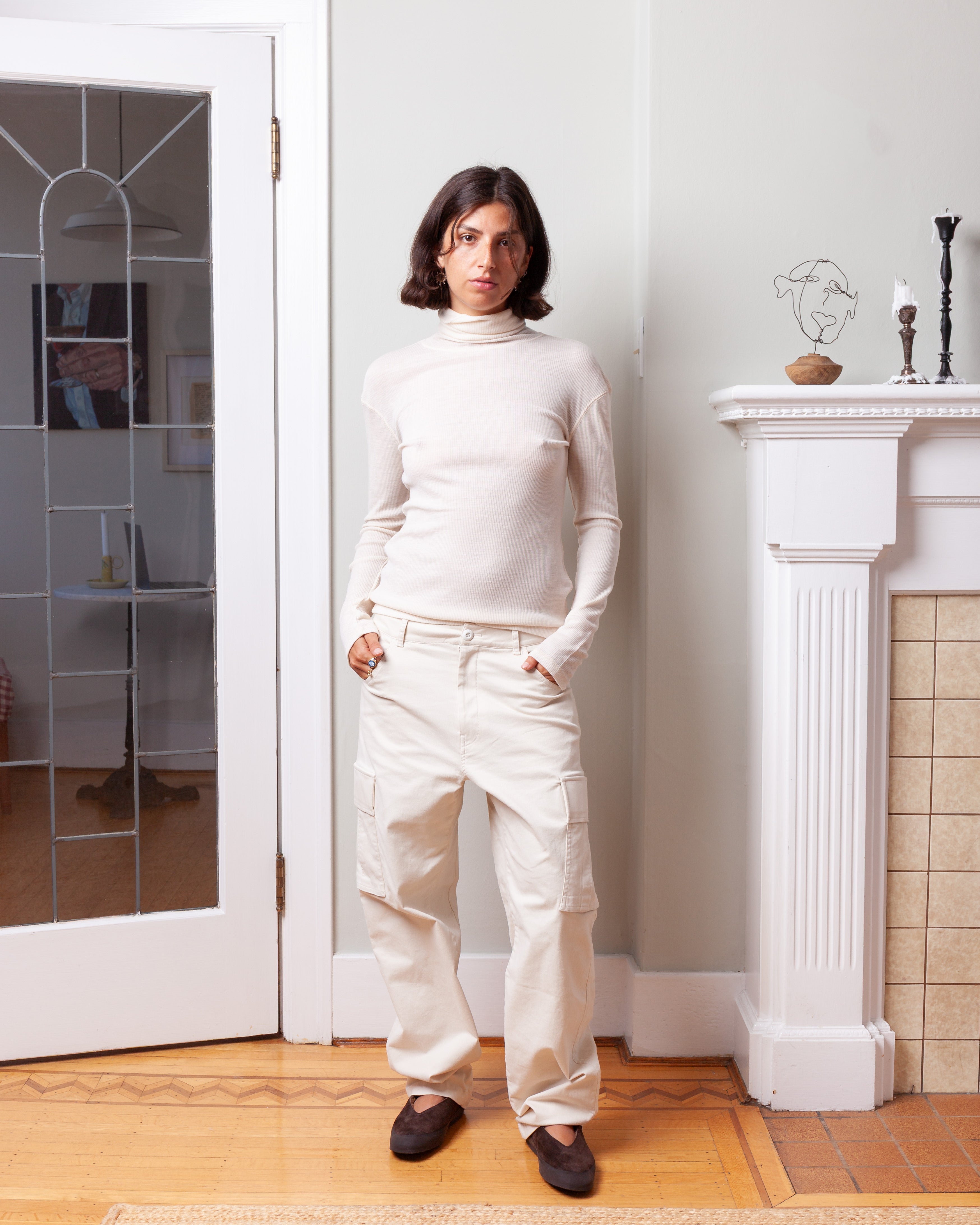 Vis A Vis-Wool Ribbed Jersey Turtleneck - Ivory-Tops-Boboli-Vancouver-Canada