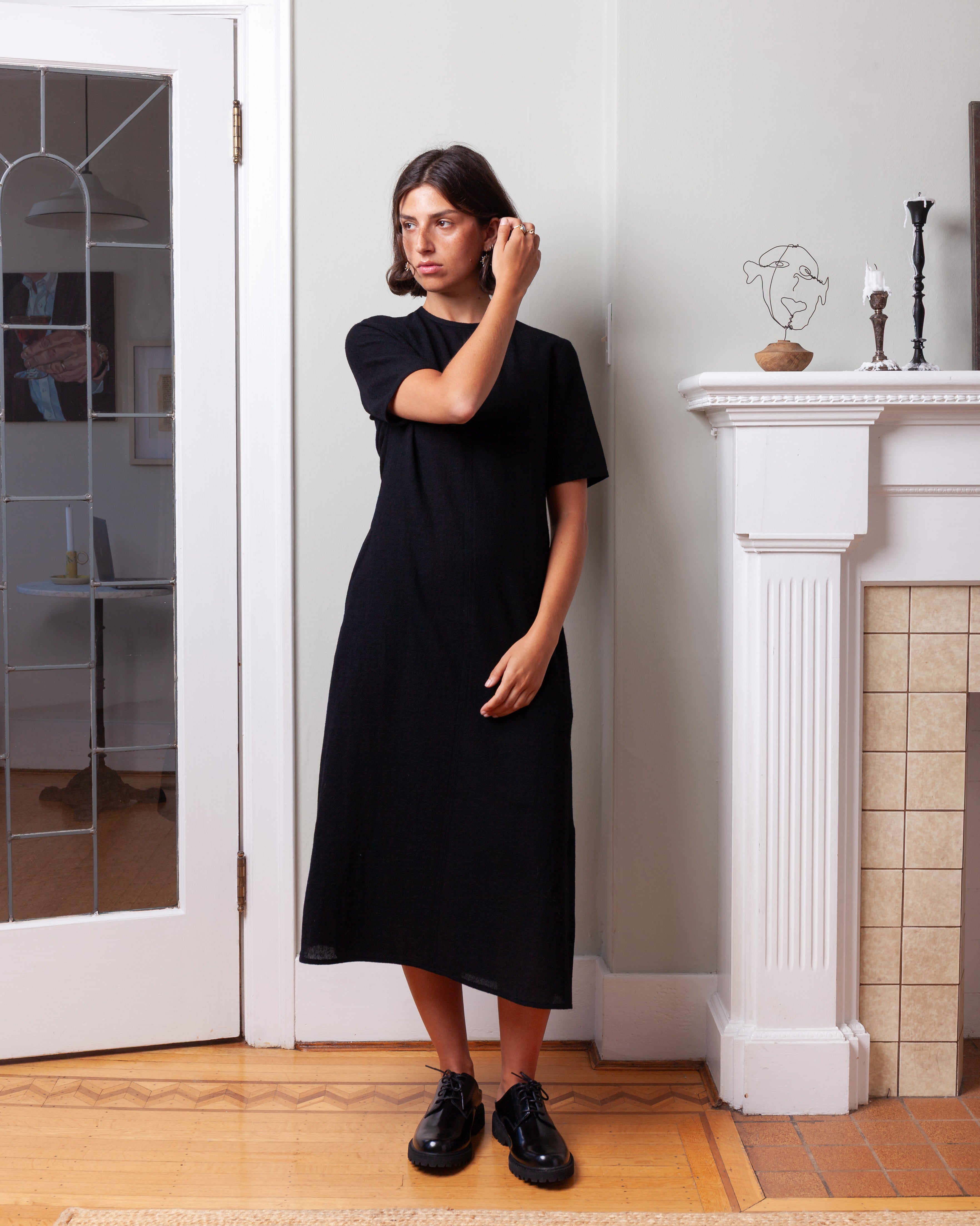 Vis A Vis-Half Sleeved Wool Dress - Black-Dresses-Boboli-Vancouver-Canada